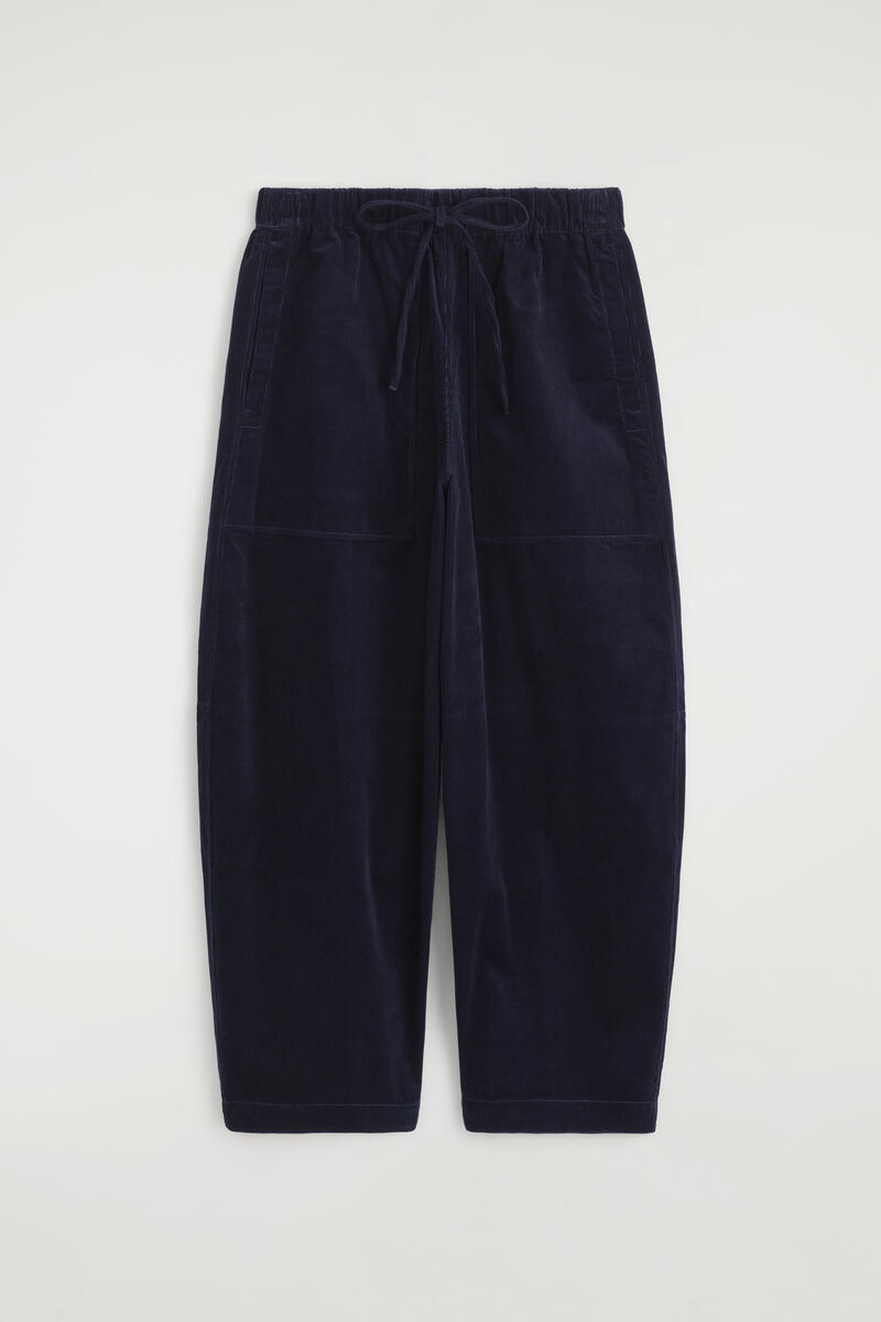 Corduroy Barrel-Leg Drawstring Pants