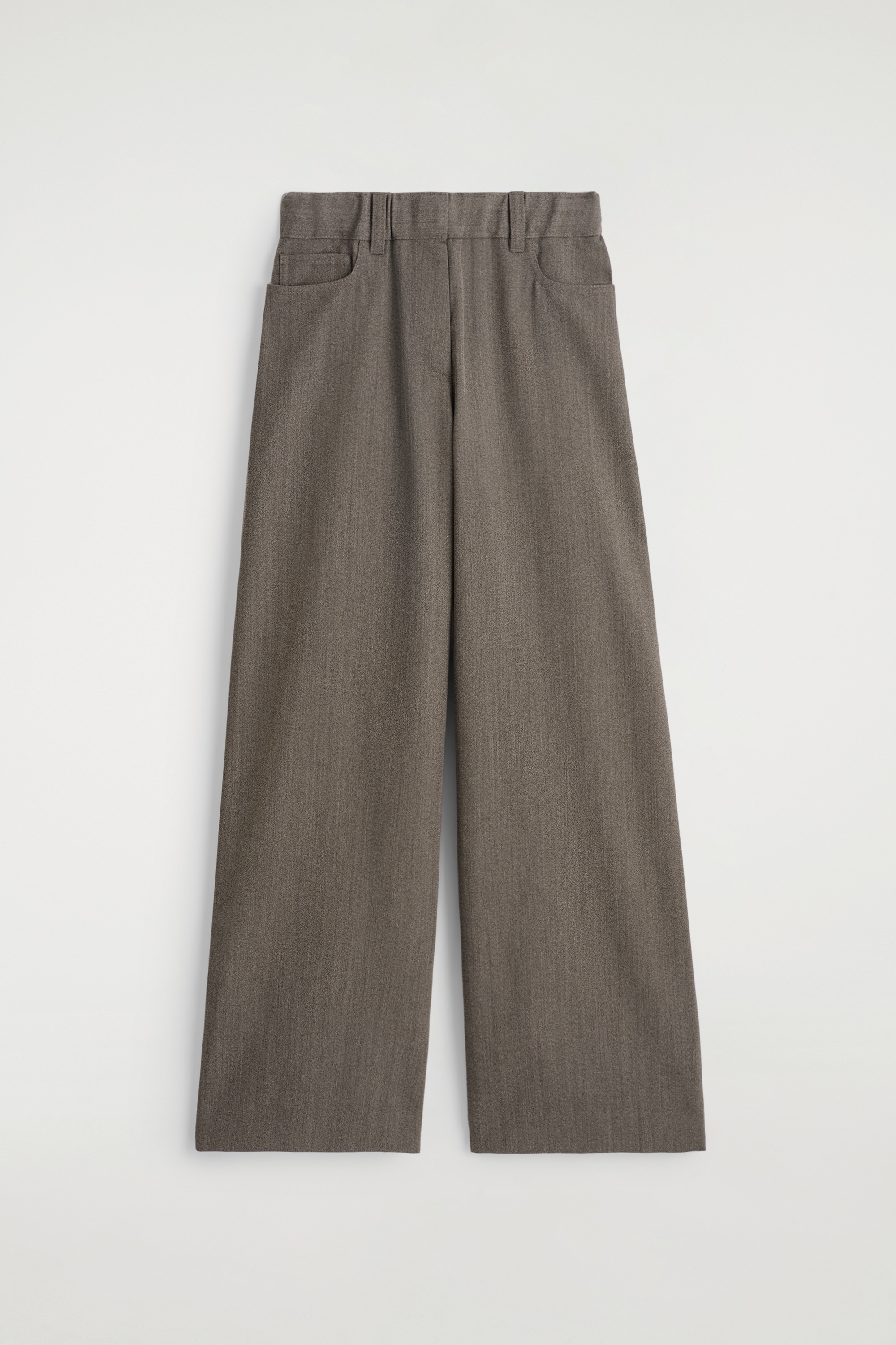 PANTALONES REGULAR FIT PERNERAS ANCHAS MEZCLA LANA - MARRÓN JASPEADO