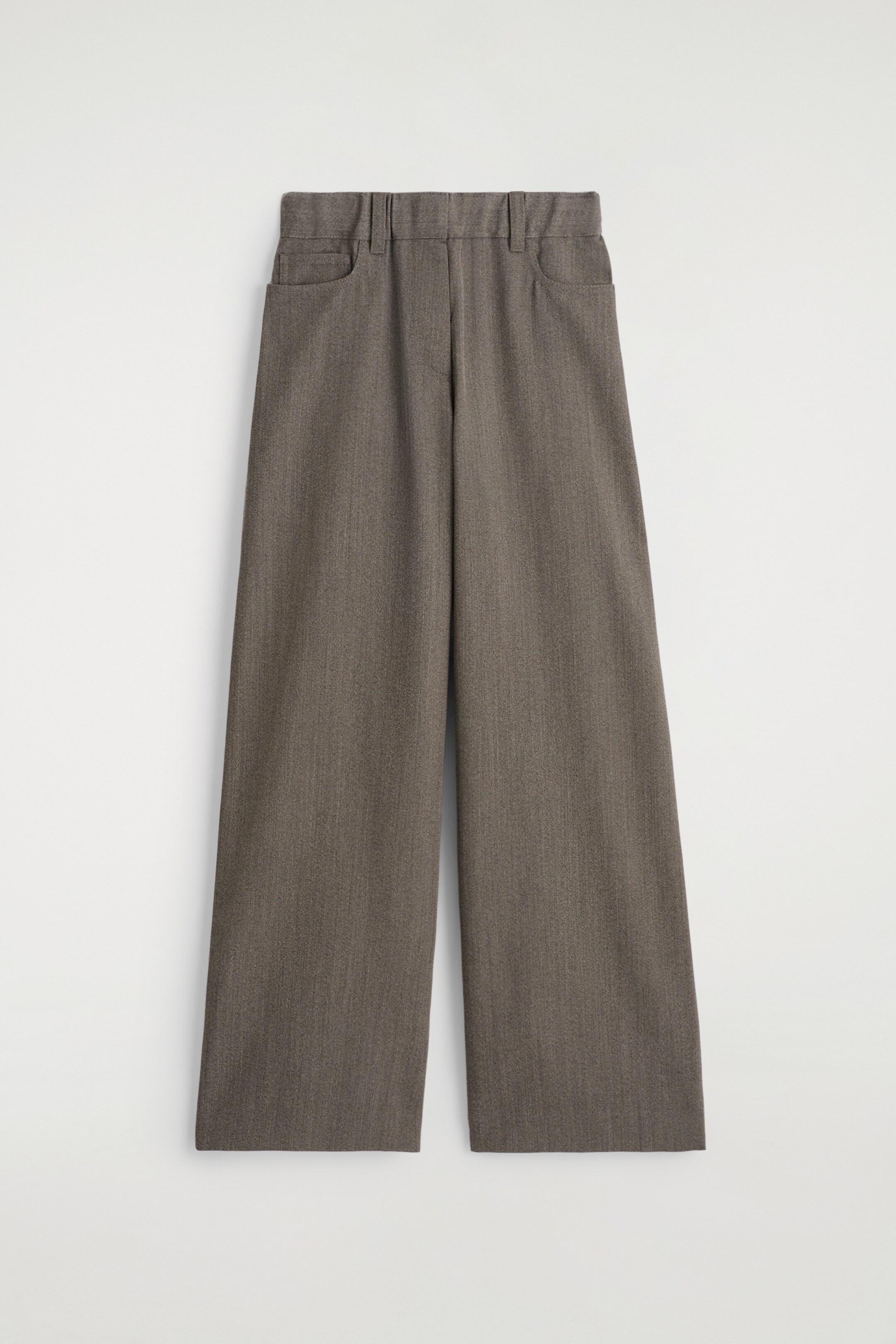 Agrandir l'image: PANTALON REGULAR LARGE EN LAINE MÉLANGÉE - BRUN CHINÉ - FEMME | H&M CH 6