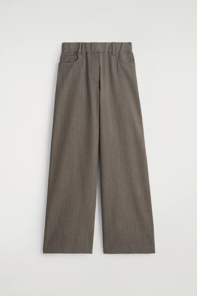 REGULAR WOOL-BLEND WIDE-LEG TROUSERS - Castanho mesclado/PRETO - 1