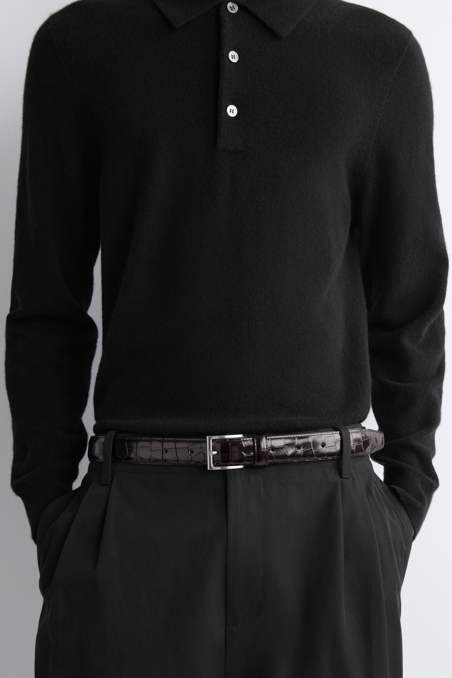 LEATHER BELT - DARK BROWN/BLACK