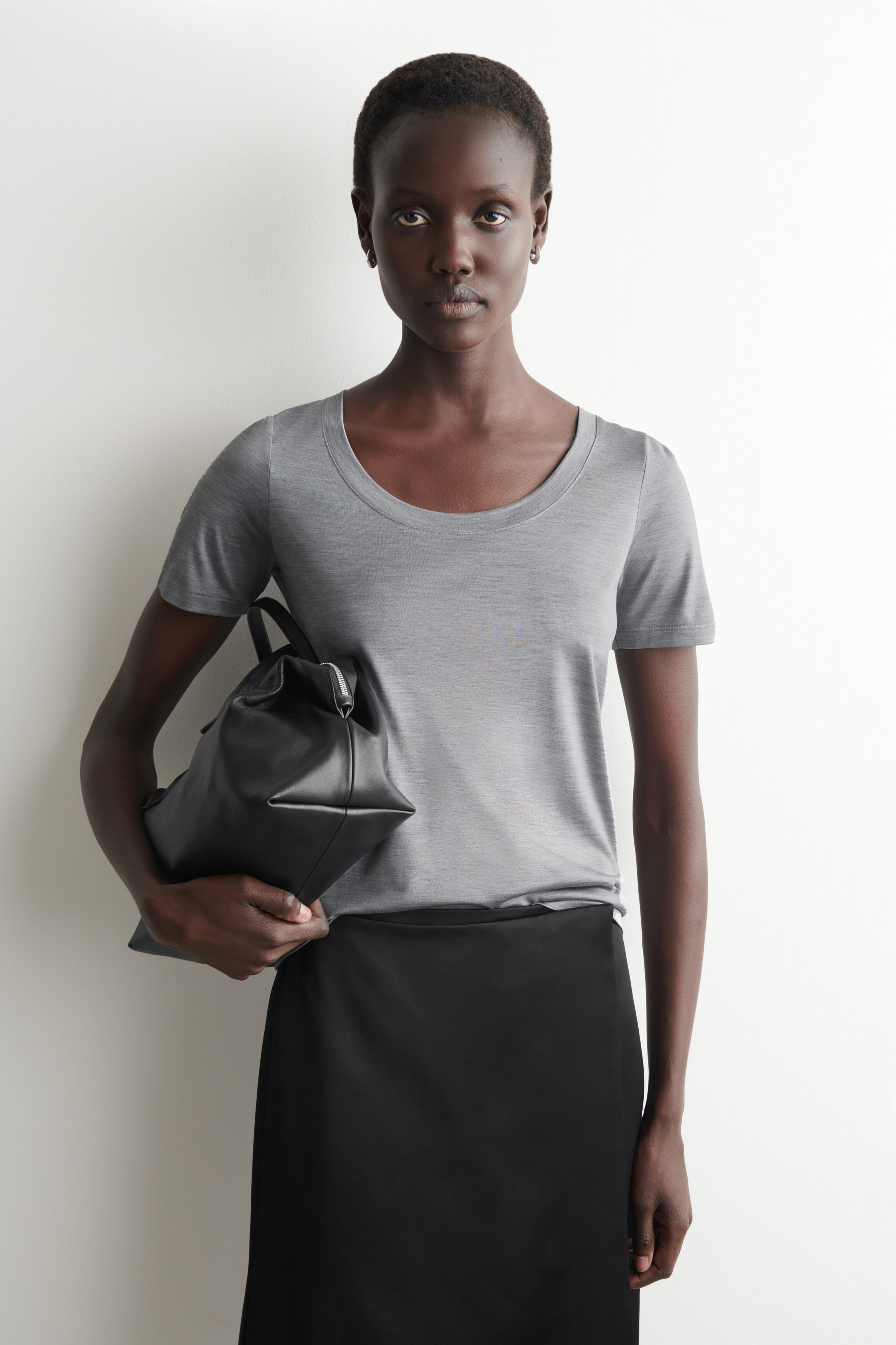 SLIM SILK T-SHIRT - GRAY MÉLANGE | COS US