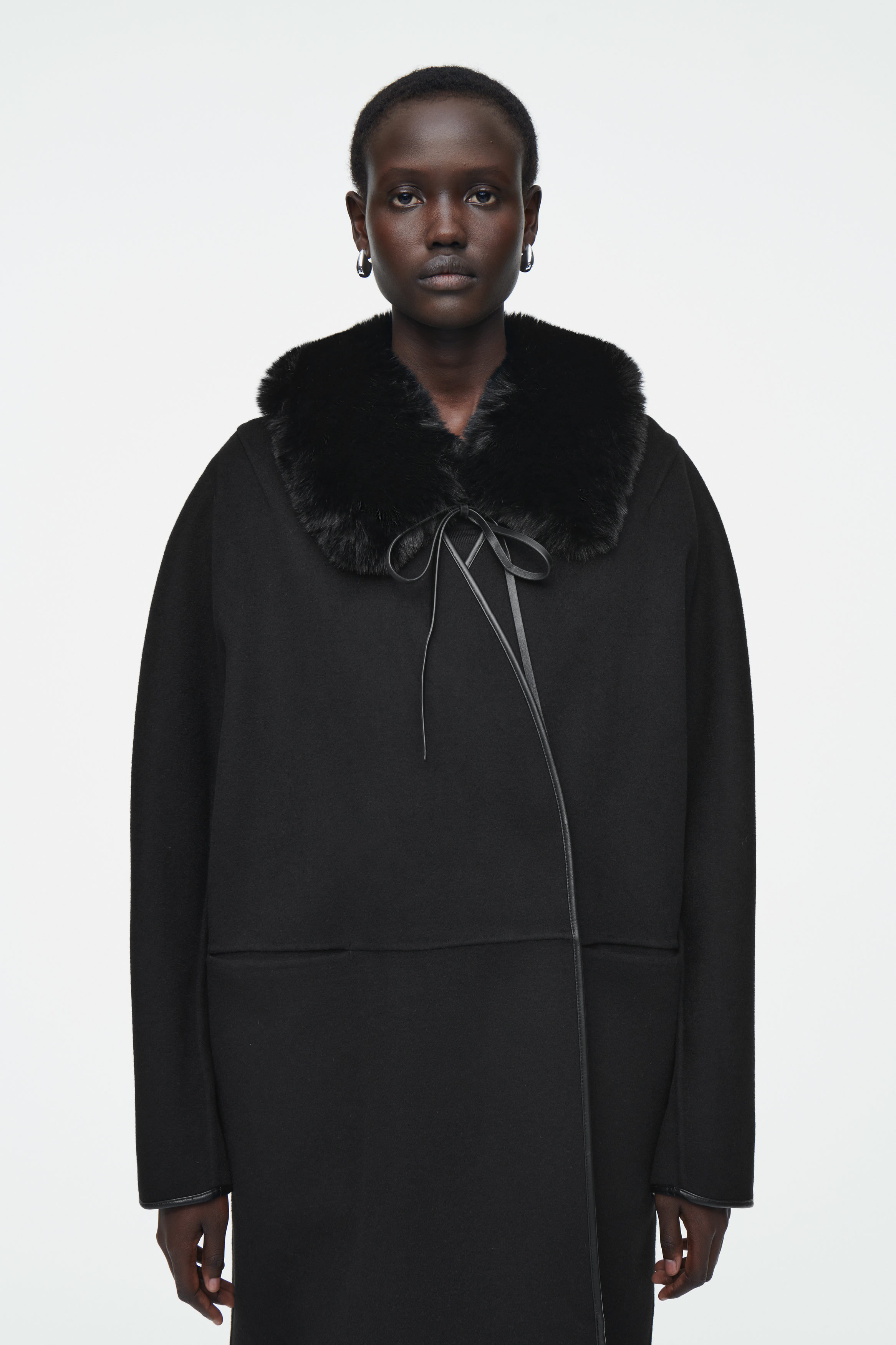 Basic Nylon Bal Collar Coat (black) | OVY