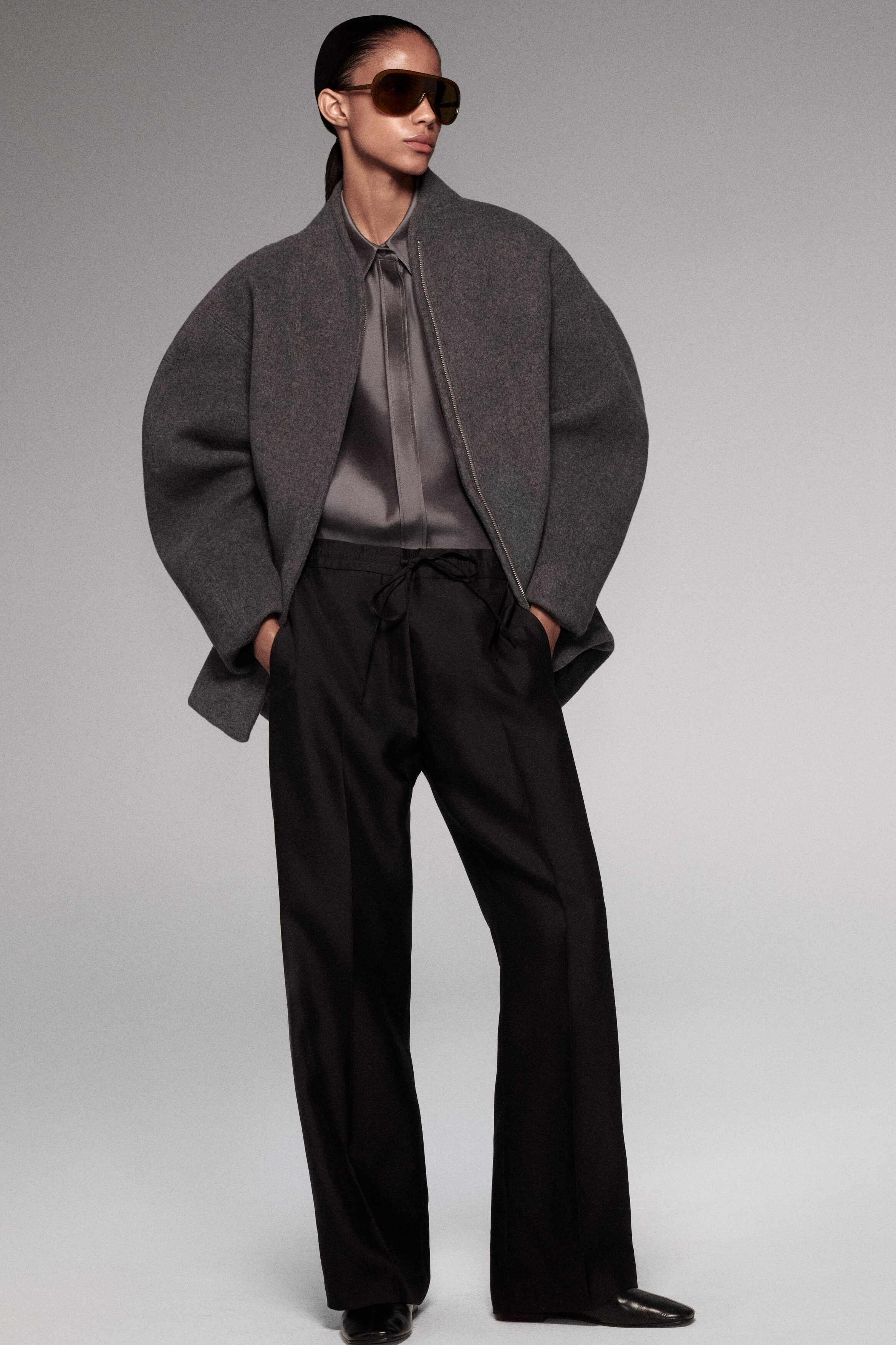 SCULPTED WOOL-BLEND ZIP-UP JACKET - GRAY | COS US
