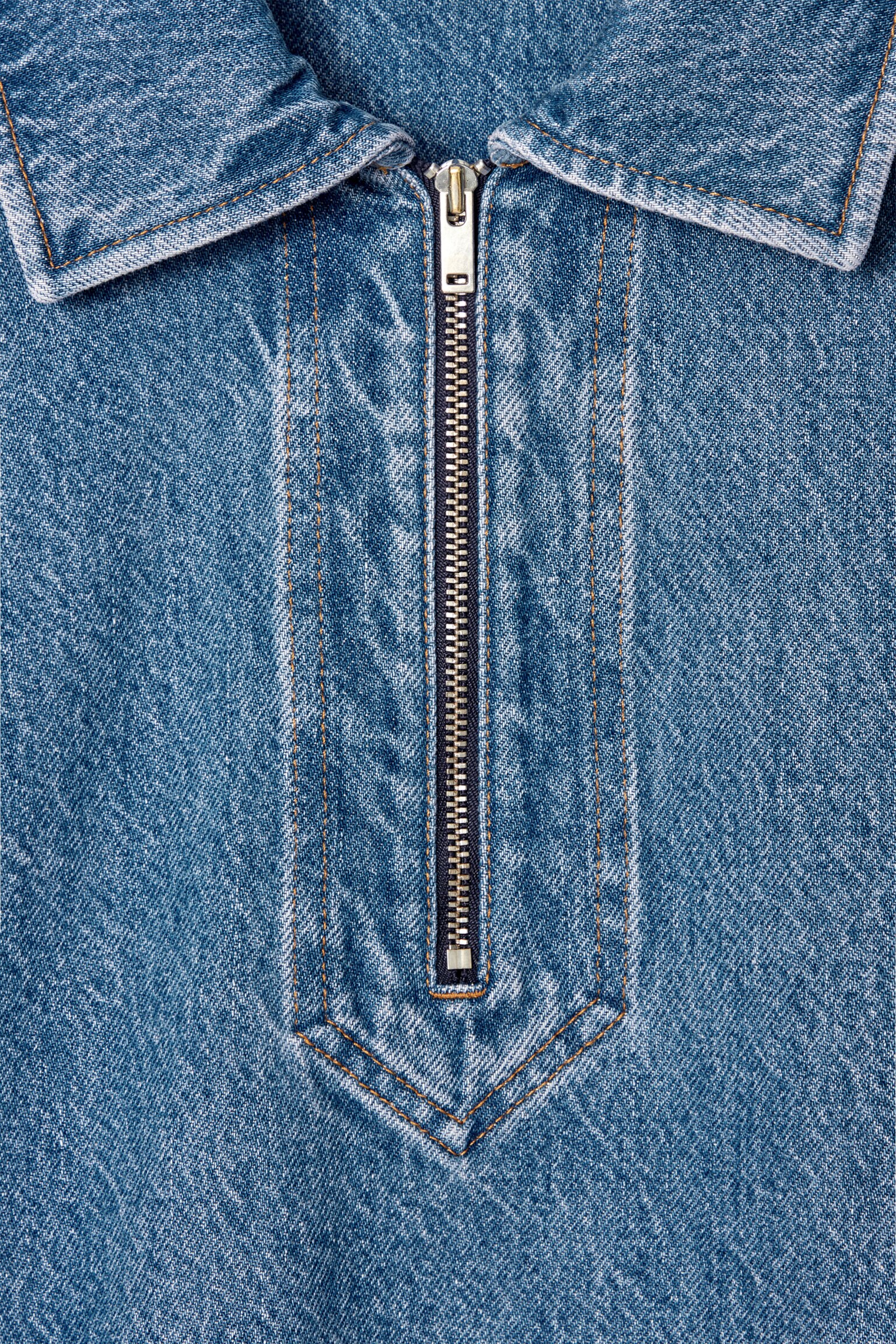 DENIM HALF-ZIP DRESS - BLUE - 3