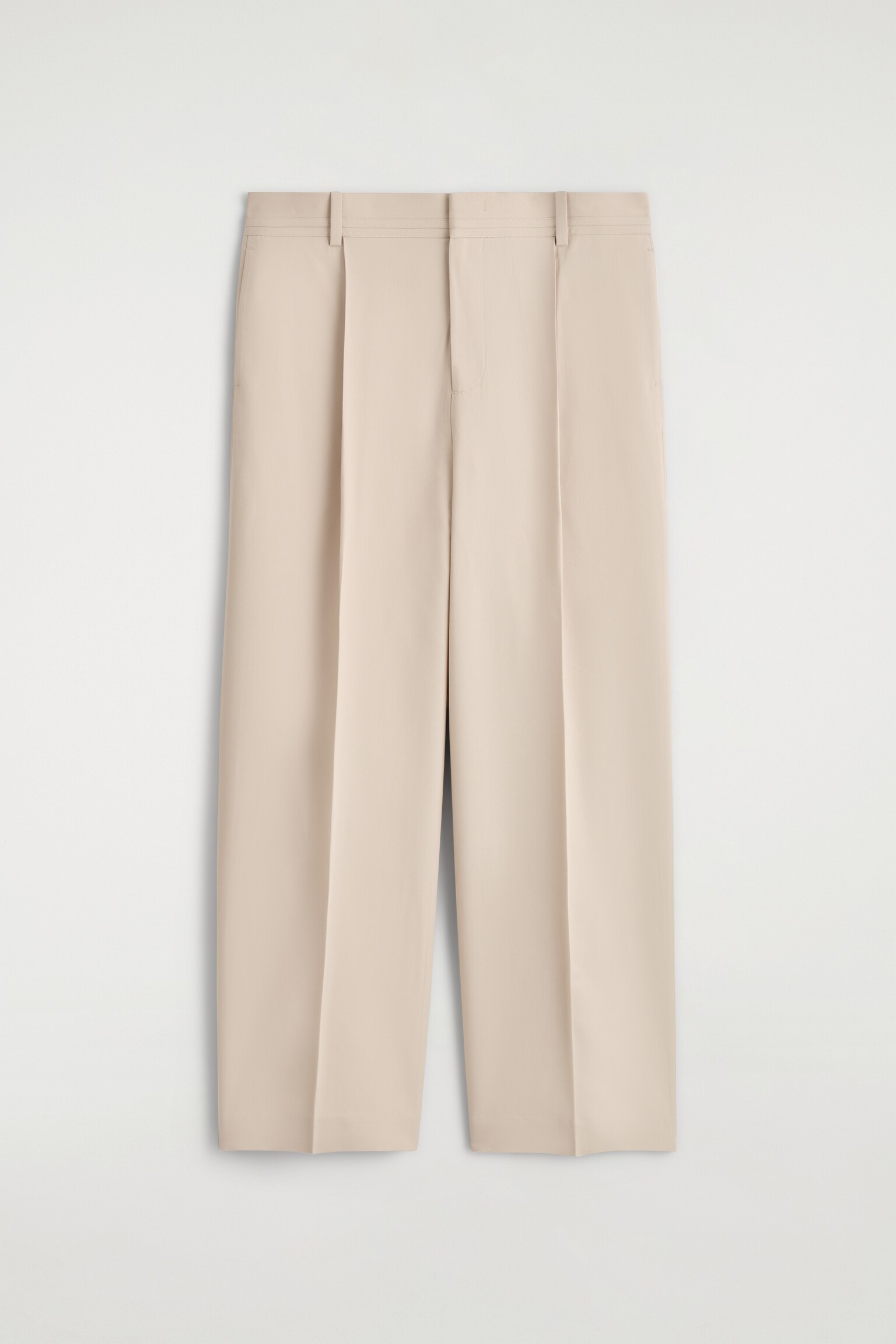 PLEATED WIDE-LEG TROUSERS - LIGHT BEIGE/DARK GREEN - 2