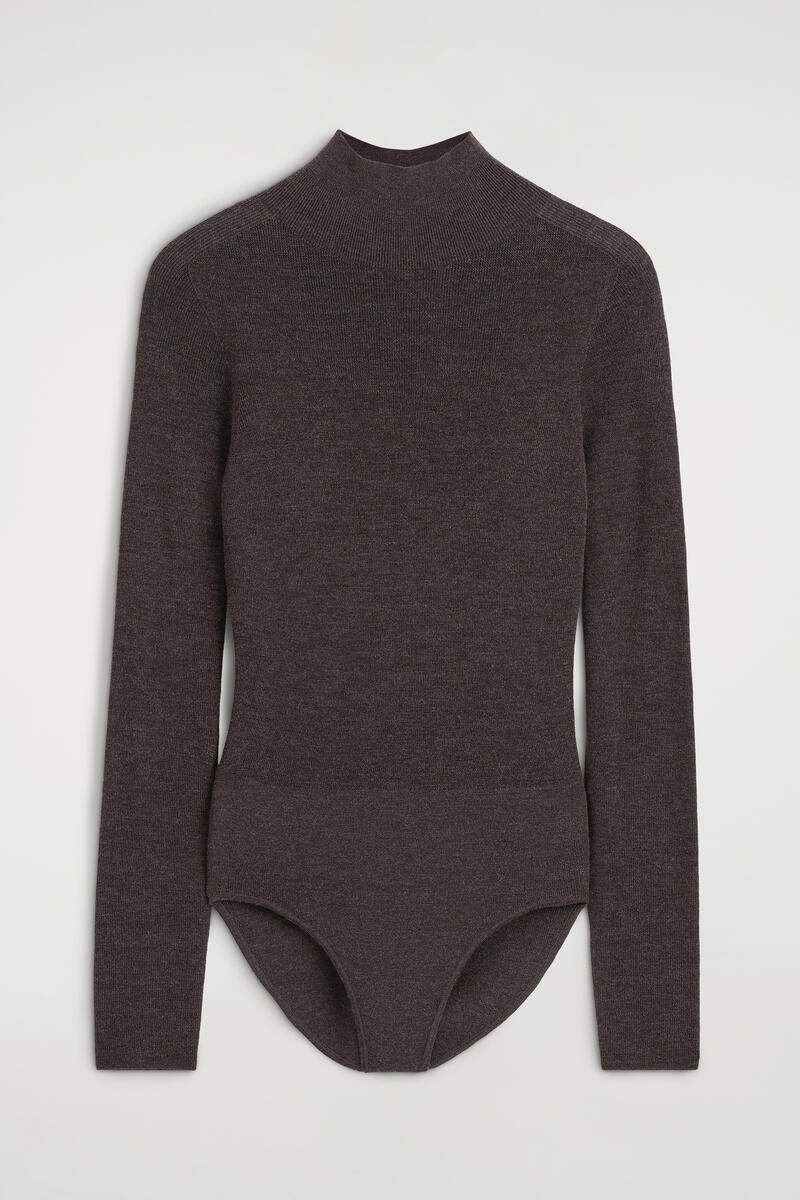 Seamless Merino Wool Turtleneck Bodysuit