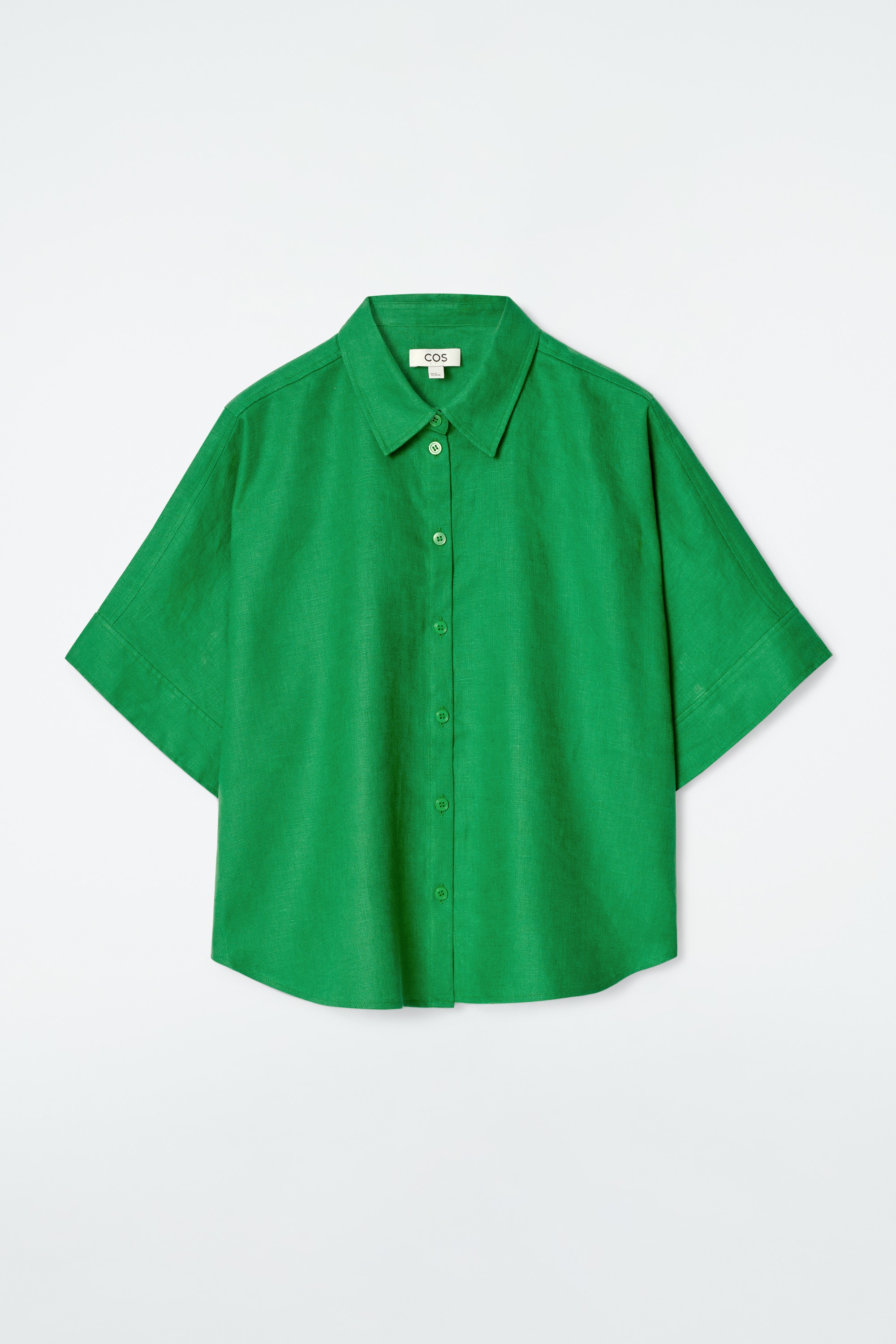 BOXY SHORT-SLEEVED LINEN SHIRT - GREEN/BUTTER YELLOW/NAVY/WHITE