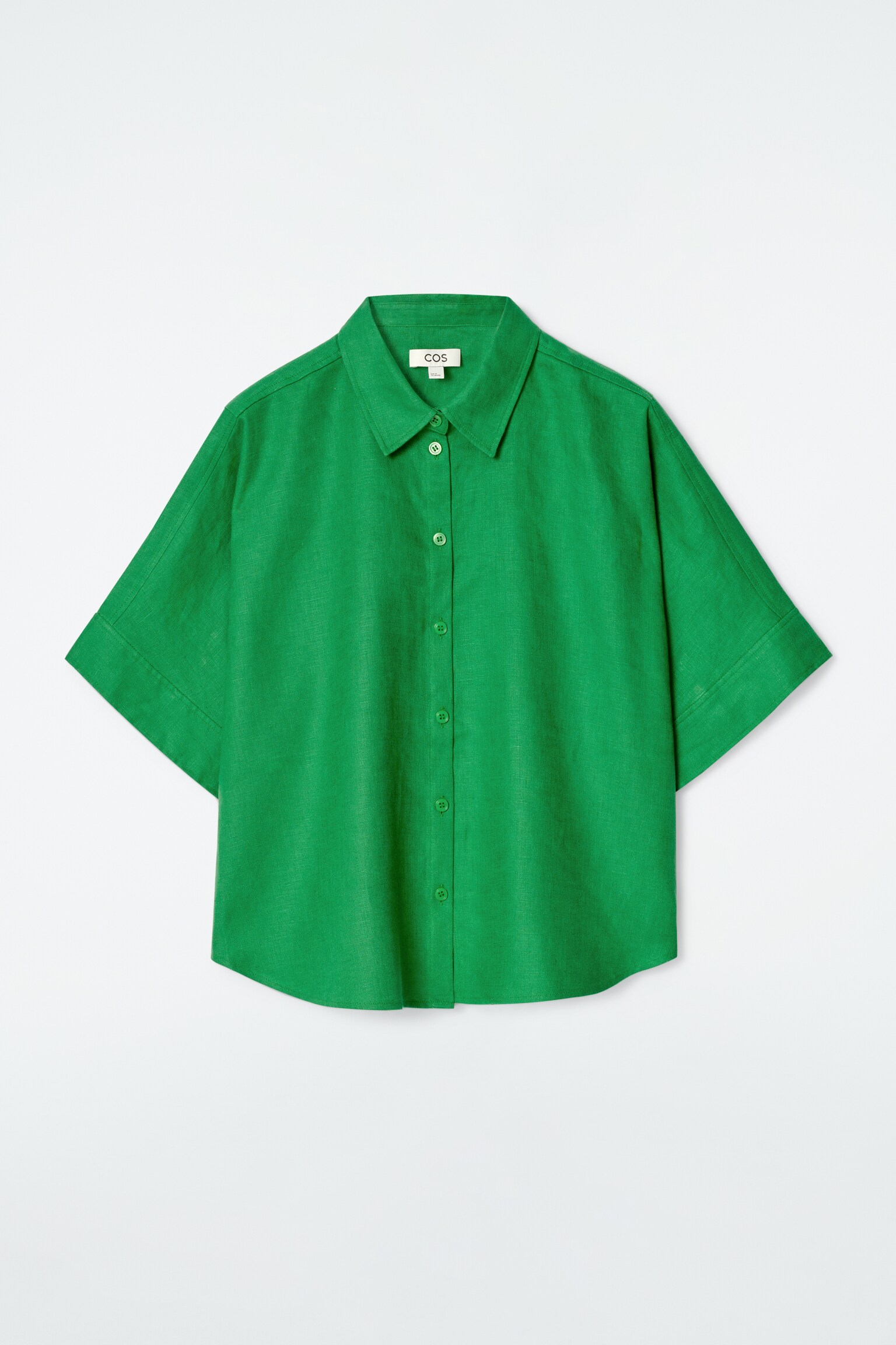CĂMAȘĂ LEJERĂ DIN IN CU MÂNECI SCURTE ȘI CROIALĂ BOXY - VERDE/MARINĂ/ALB/BUTTER YELLOW