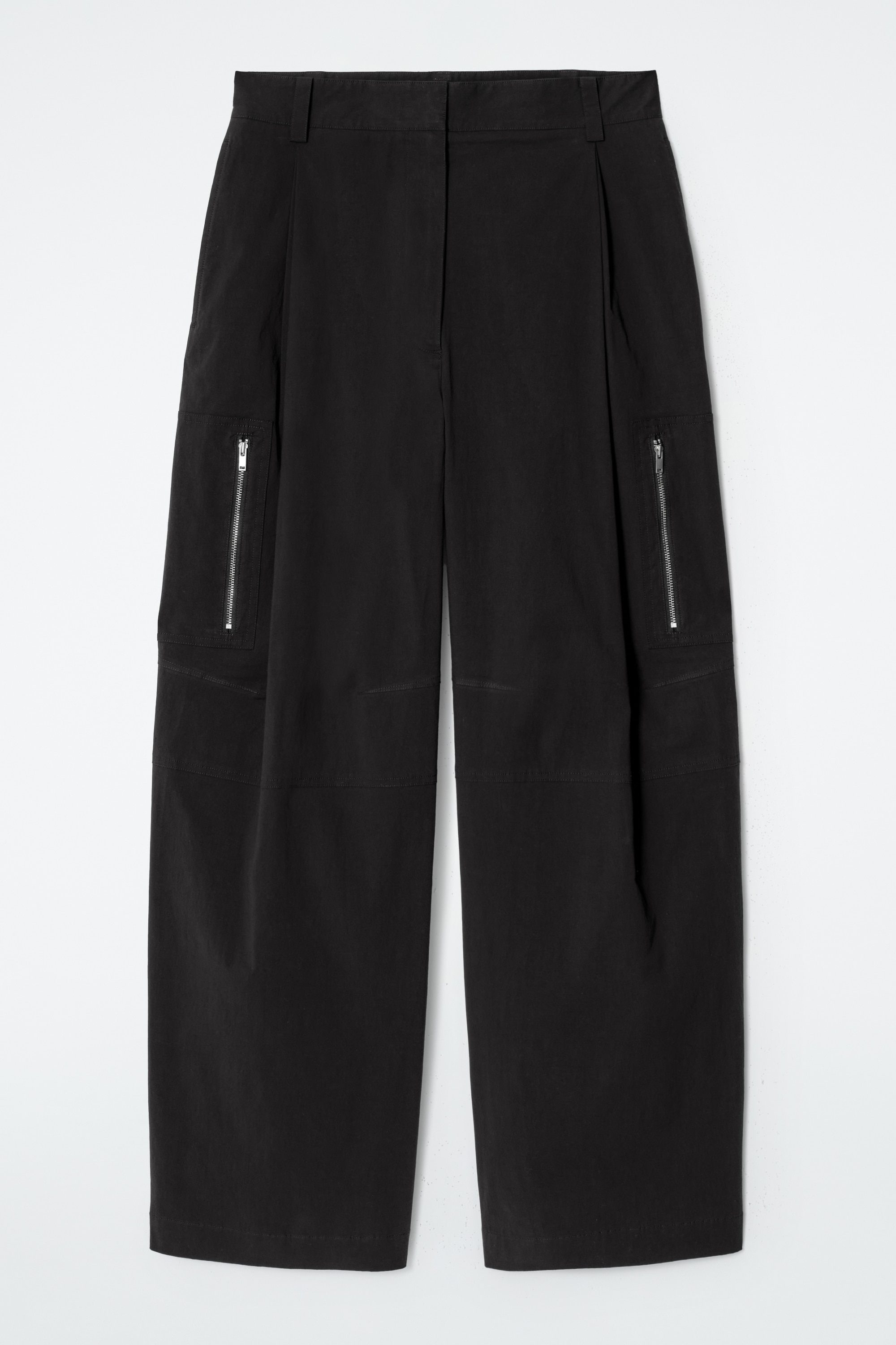 UTILITY BARREL-LEG CARGO TROUSERS - BLACK/OFF-WHITE