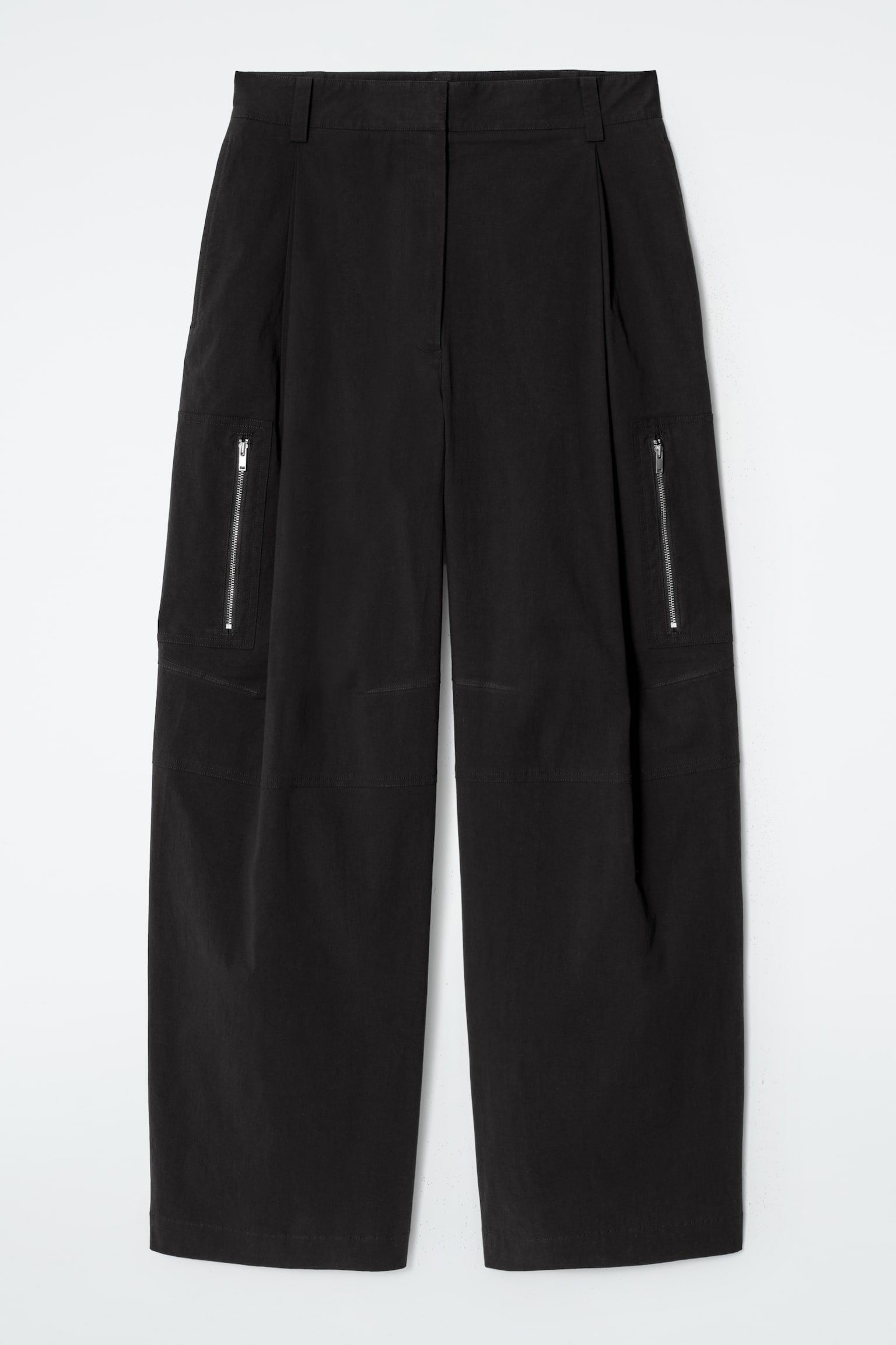 UTILITY BARREL-LEG CARGO TROUSERS - BLACK/OFF-WHITE