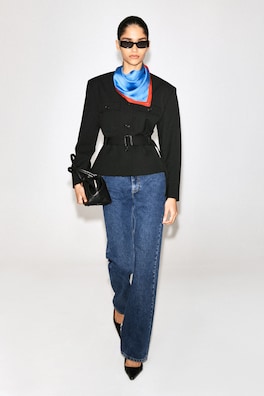 BELTED PEPLUM JACKET — BLACK 1