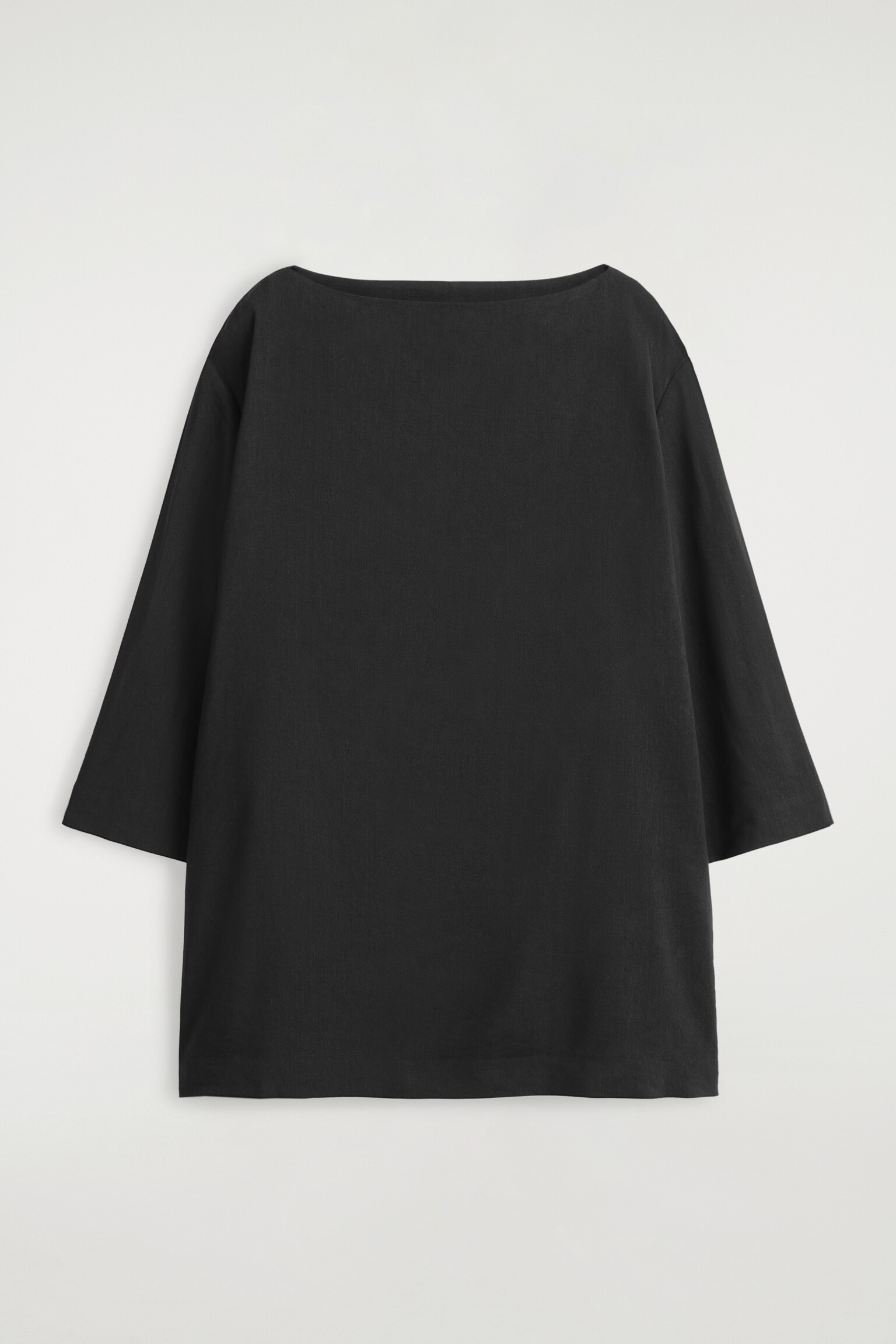 ROBE COURTE TRAPÈZE EN LIN - NOIR/BRUN - 2