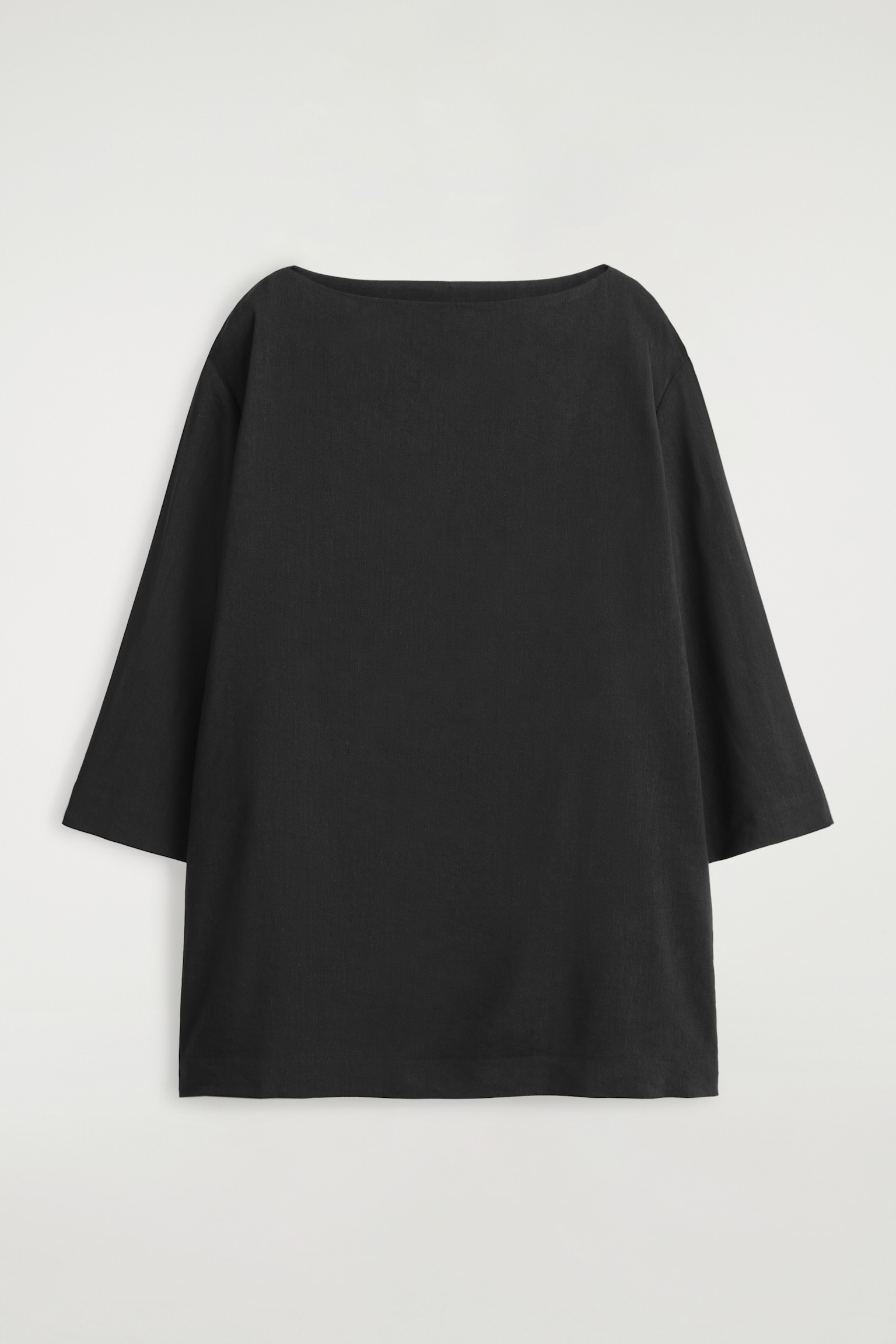 ABITO MINI A TRAPEZIO IN LINO - NERO/MARRONE - 2