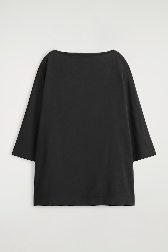 MINIKLEID AUS LEINEN IN A-LINIE - SCHWARZ/BRAUN - 1