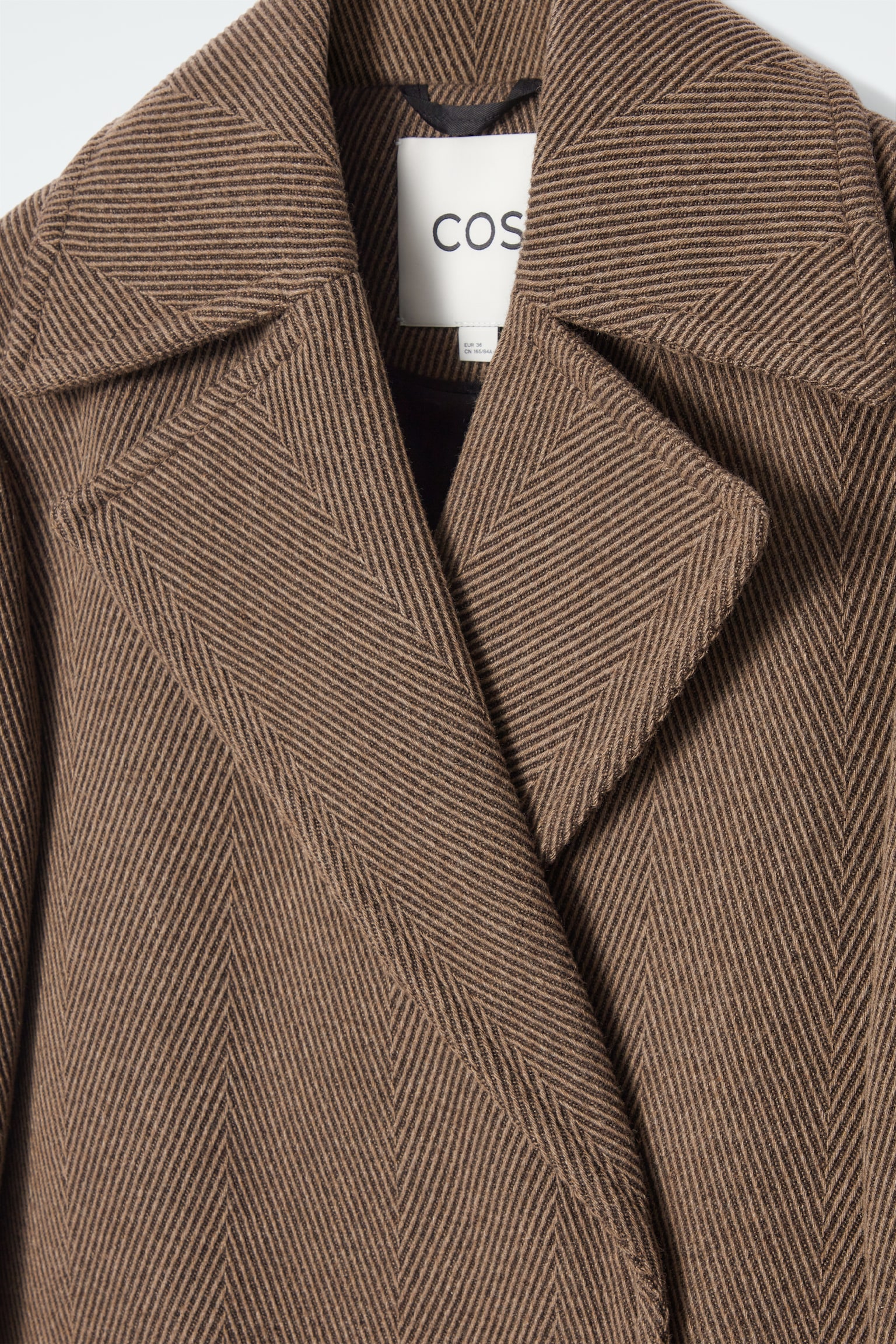 TAILORED HERRINGBONE WOOL COAT - BROWN - 2