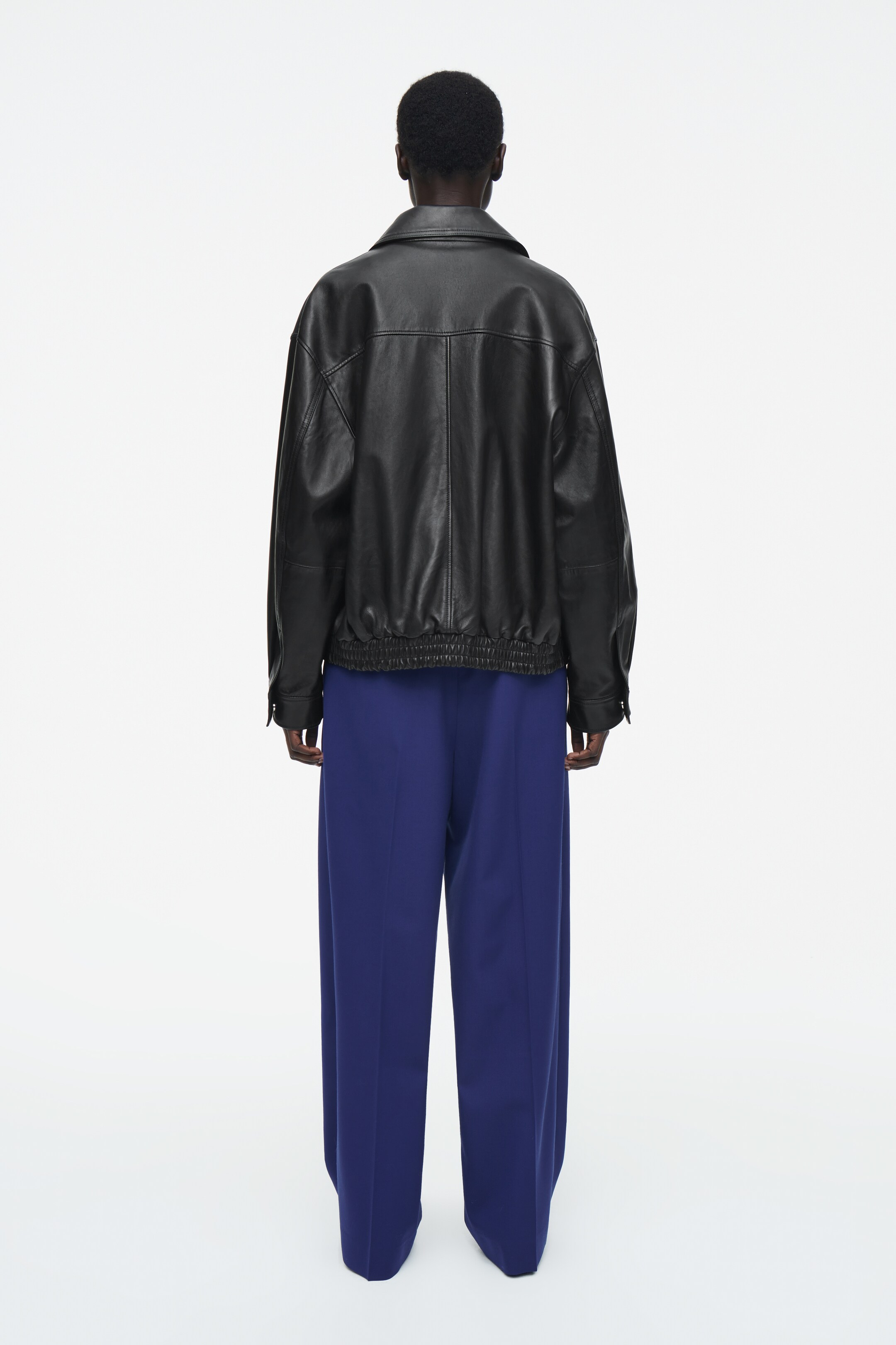 View larger image: RELAXED TWILL WIDE-LEG TROUSERS - BLUE - Ladies | H&M GB 4