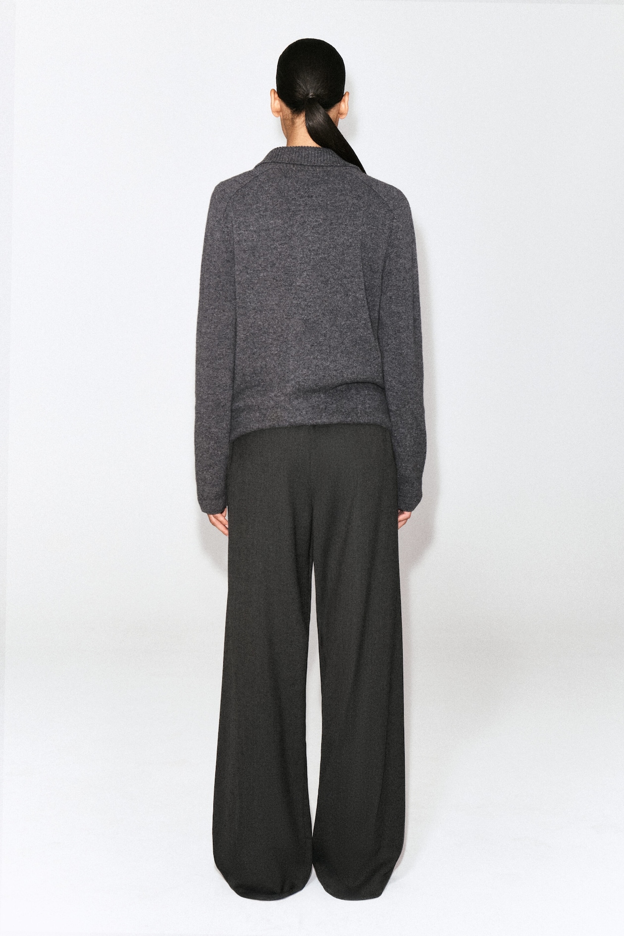 MERINO WOOL POLO SHIRT — GREY MÉLANGE