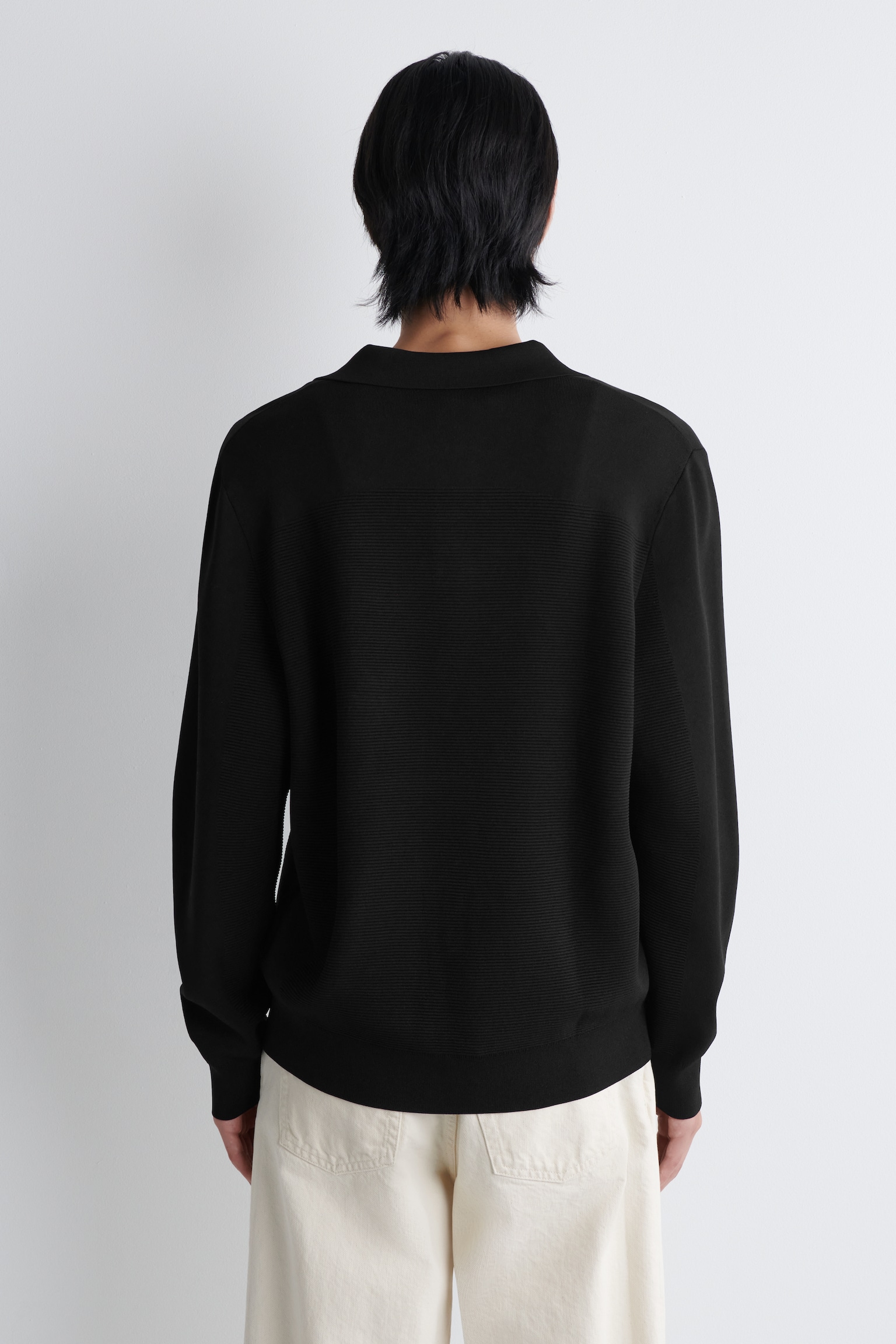 PULL POLO EN MAILLE TEXTURÉE - NOIR - 6