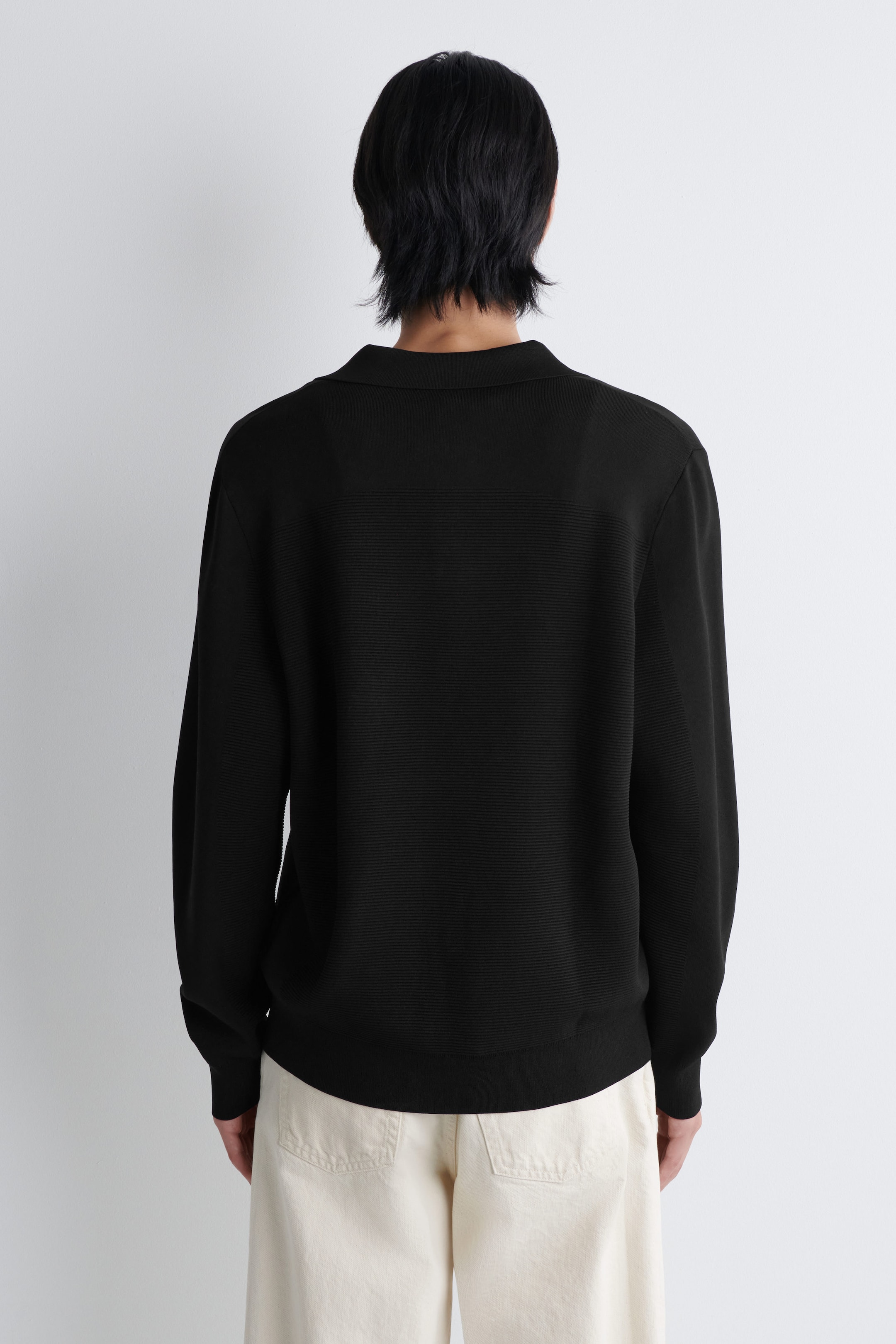 TEXTURED KNITTED POLO JUMPER