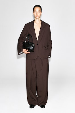 TWILL SINGLE-BREASTED BLAZER — DARK BROWN 2