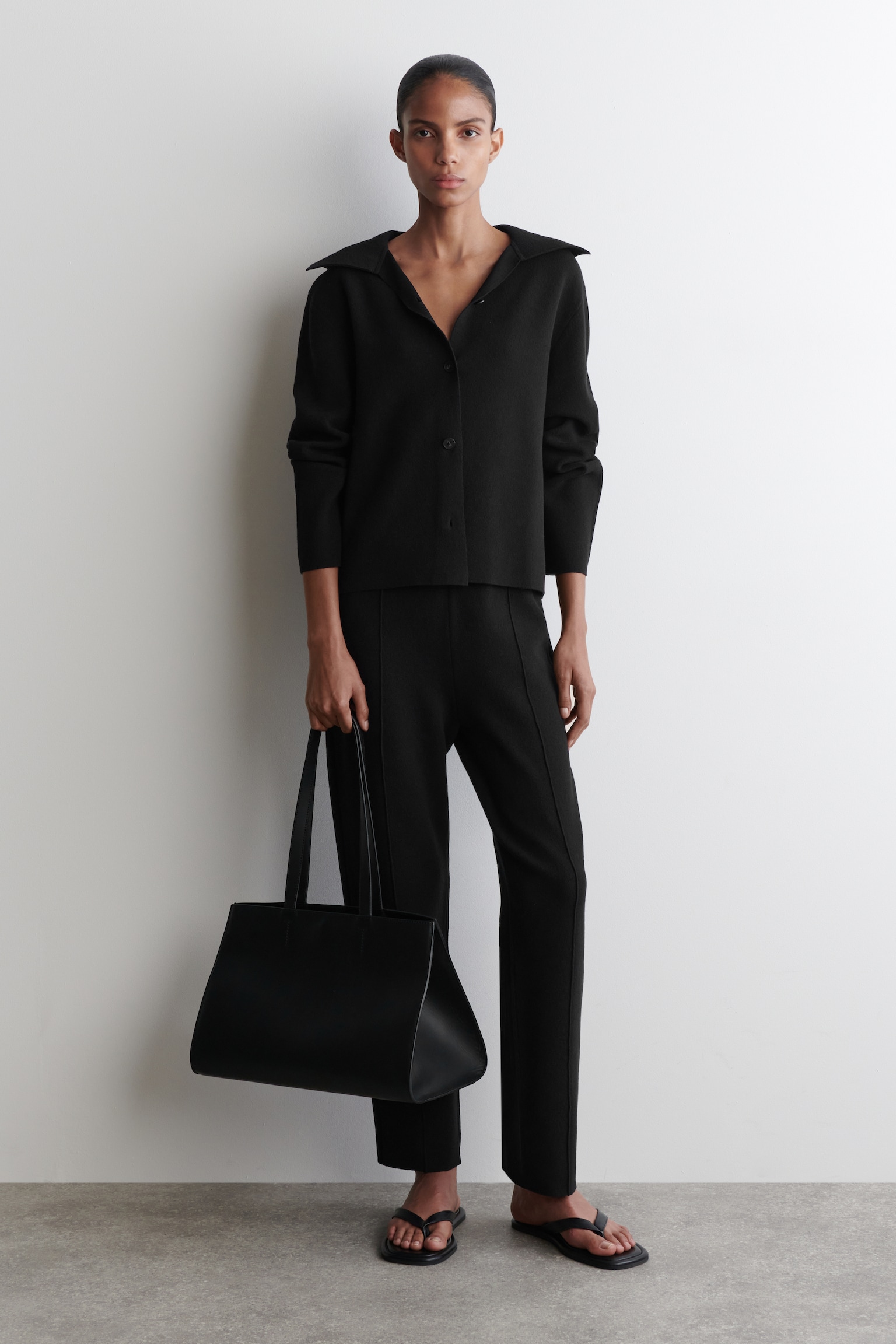 VESTE À COL EN MAILLE - NOIR/IVOIRE - 6