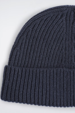 CHUNKY RIBBED WOOL BEANIE — NAVY 4