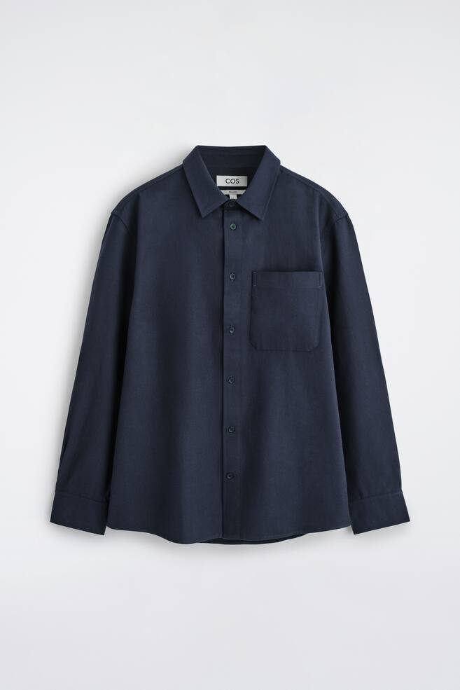 LOCKERES HEMD AUS GEBÜRSTETEM BAUMWOLL-MIX - NAVYBLAU - 1