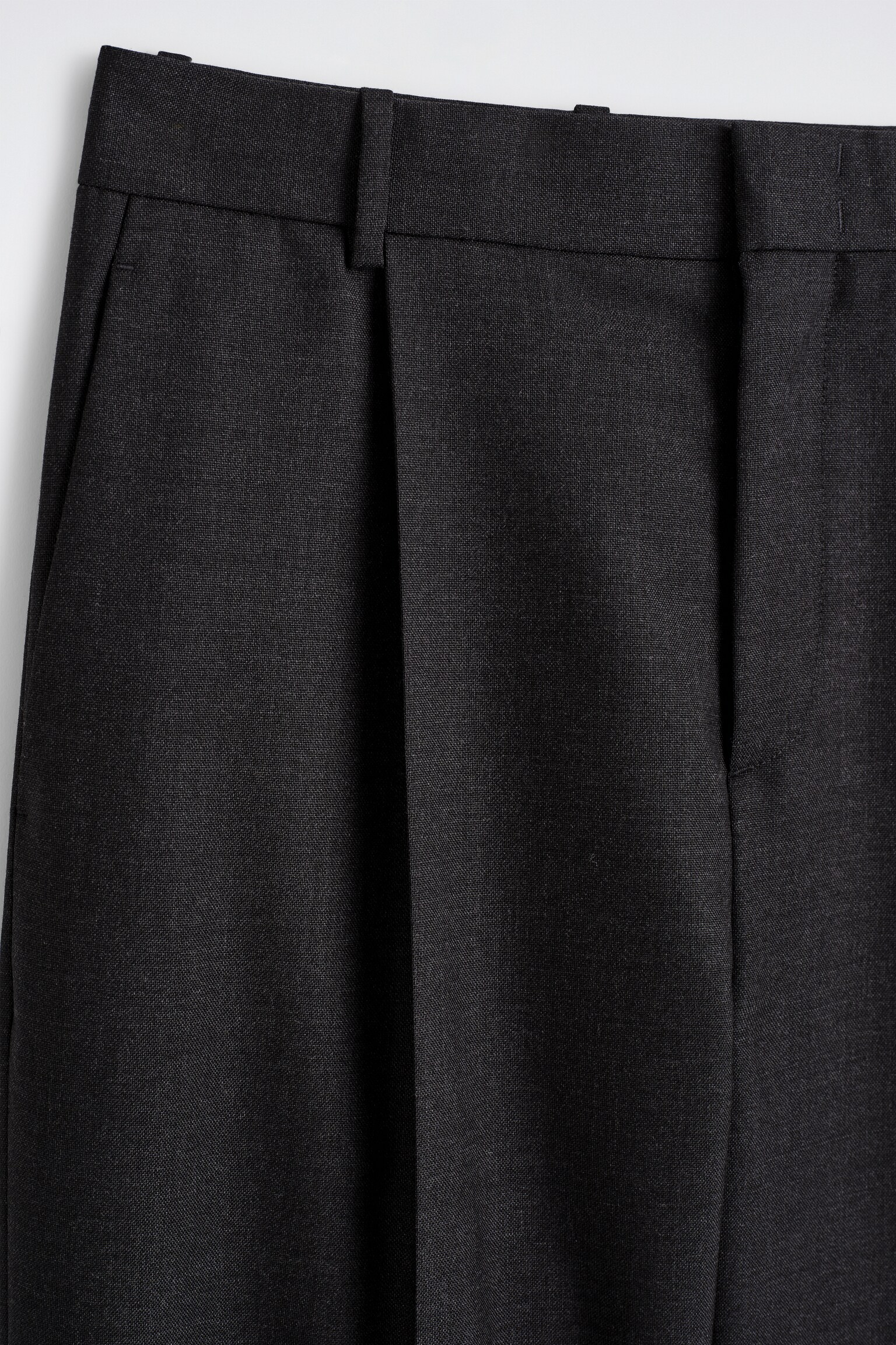 PLEATED WOOL TROUSERS - CHARCOAL - 2
