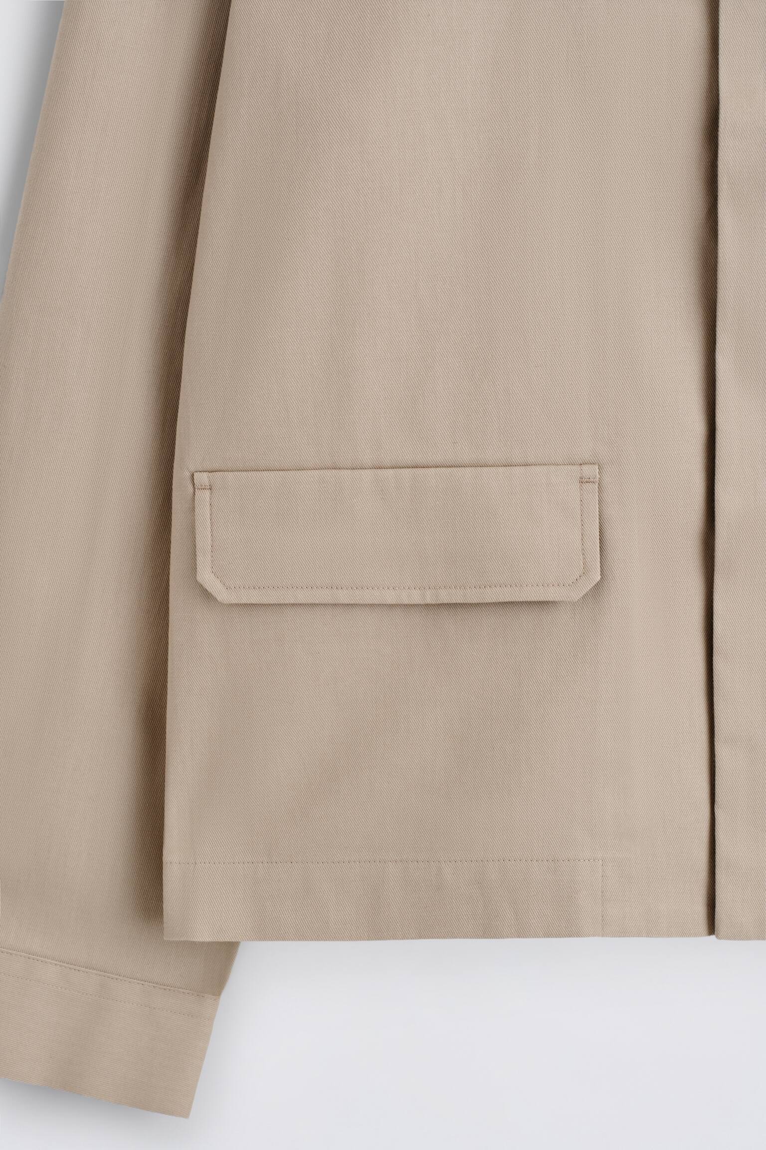 AFSLAPPET BOMULDS-LINEN OVERSHIRT - BEIGE/MARINEBLÅ - 5
