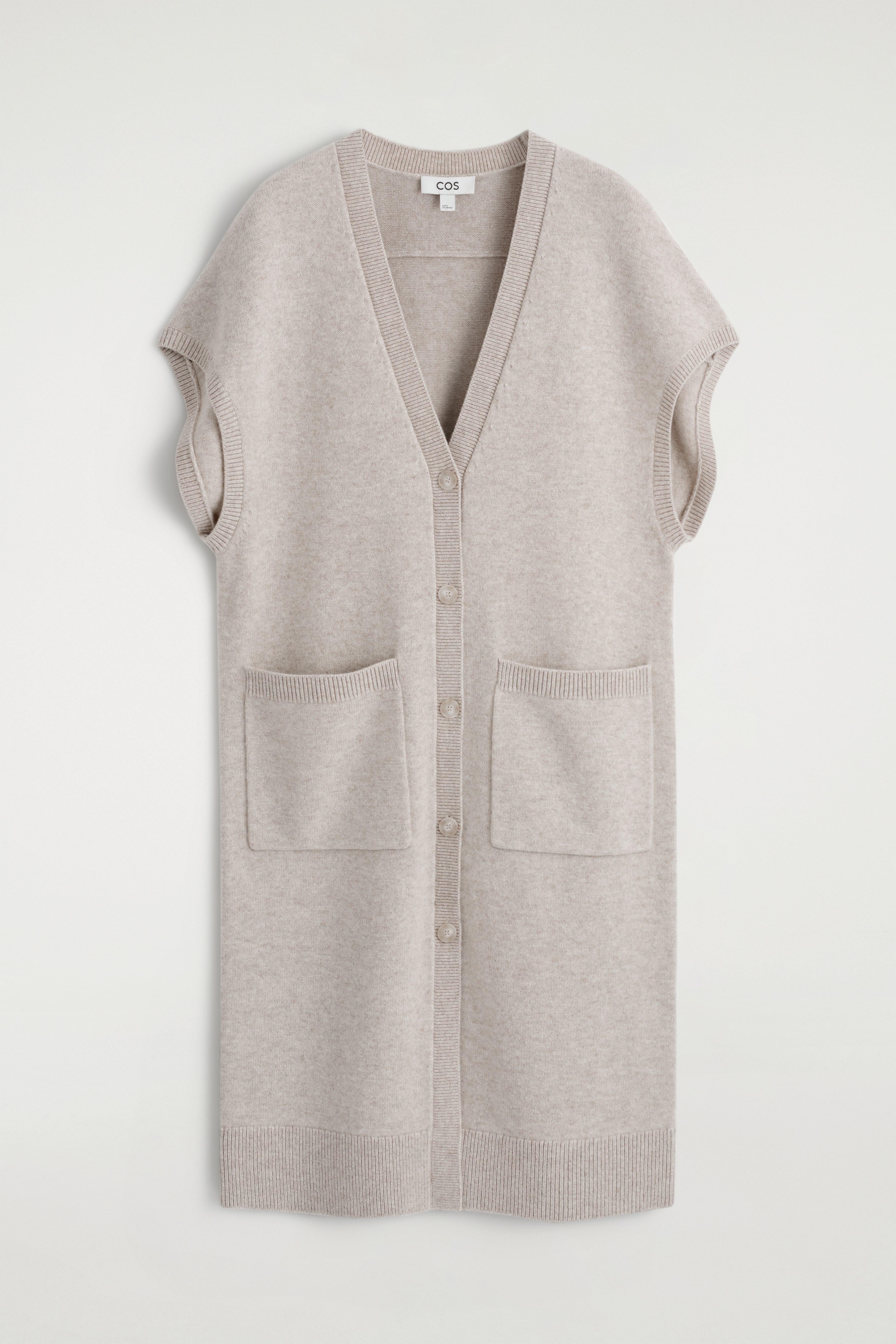 ROUNDED WOOL LONGLINE CARDIGAN - BEIGE MELIERT