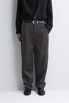 CORDUROY RELAXED-FIT TAPERED PANTS — DARK GRAY 6
