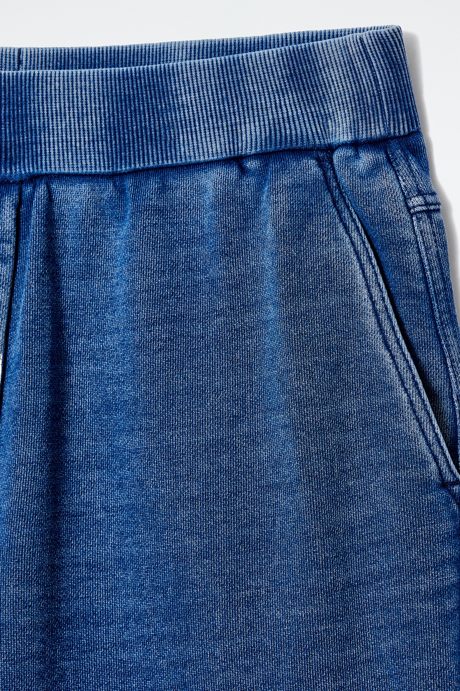 DENIM-WASH JERSEY JOGGERS - BLUE - 5