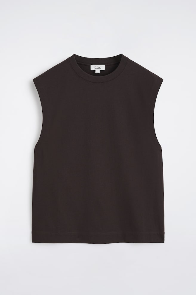 RELAXED COTTON-CREPE TANK TOP - DARK BROWN/NAVY - 1