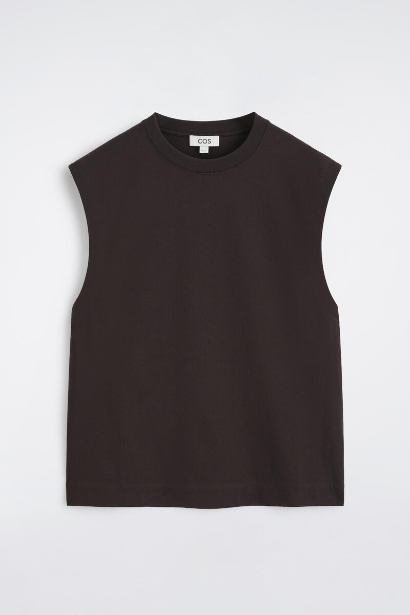 COS Relaxed Cotton-Crepe Tank Top Brown Men's Extra Large