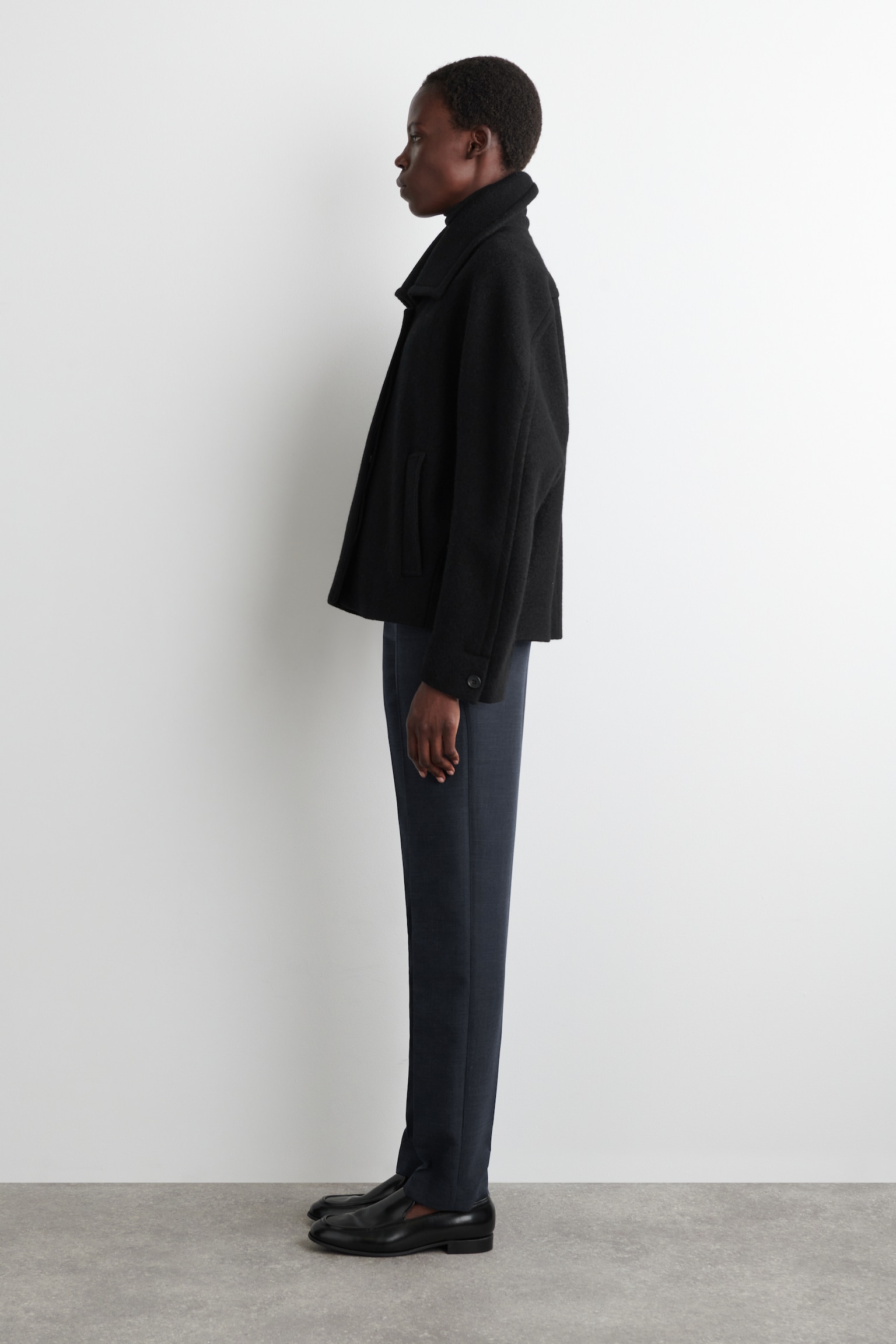 OVERSIZED BOILED-WOOL JACKET - BLACK - 5