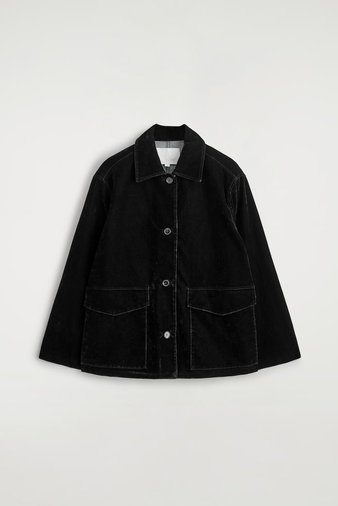 FLOCKED-DENIM JACKET - BLACK - 1