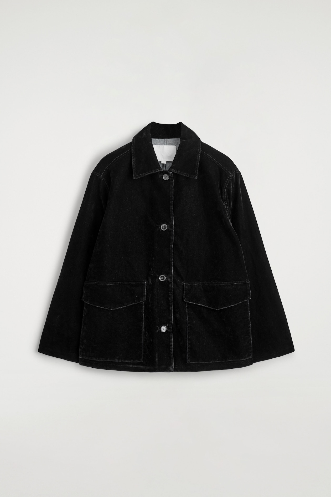 FLOCKED-DENIM JACKET — BLACK