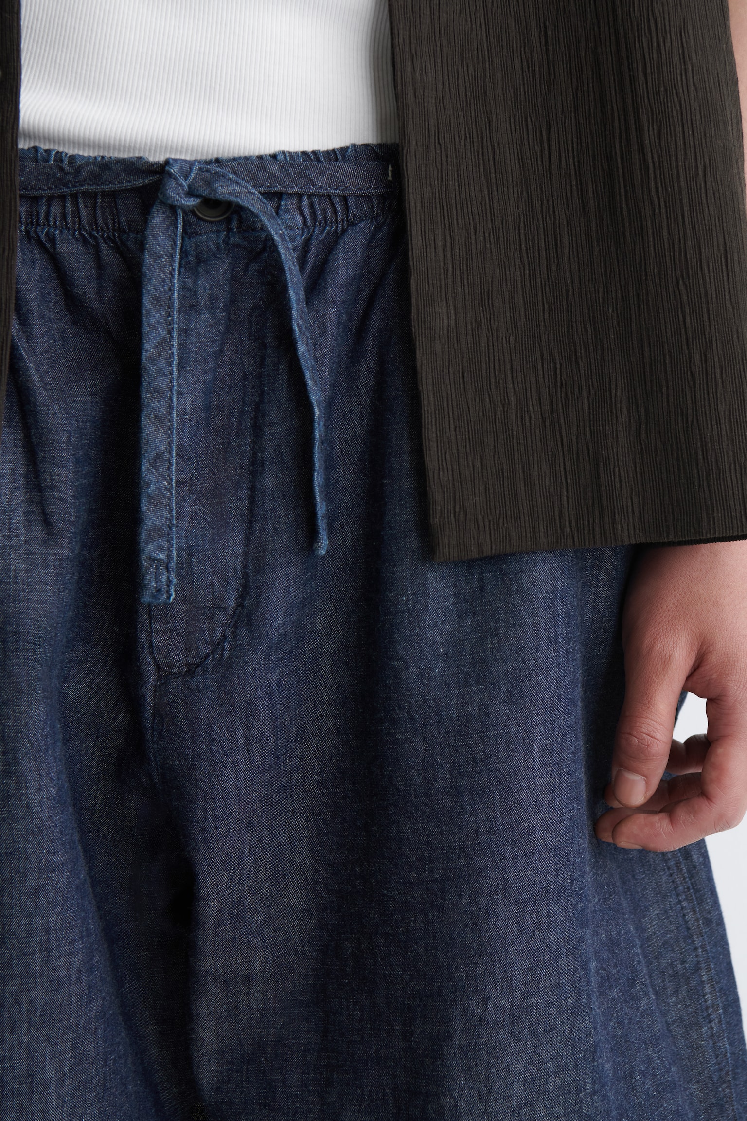 PANTALON COURT EN DENIM - GRIS-BLEU - 6