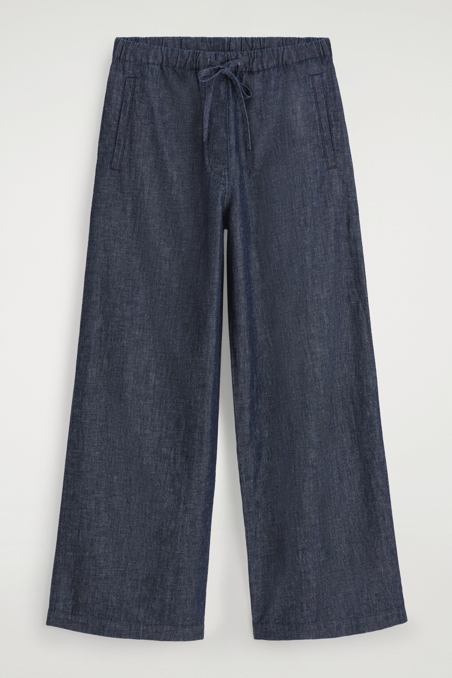 PANTALON LARGE TAILLE AJUSTABLE EN DENIM - INDIGO - 2