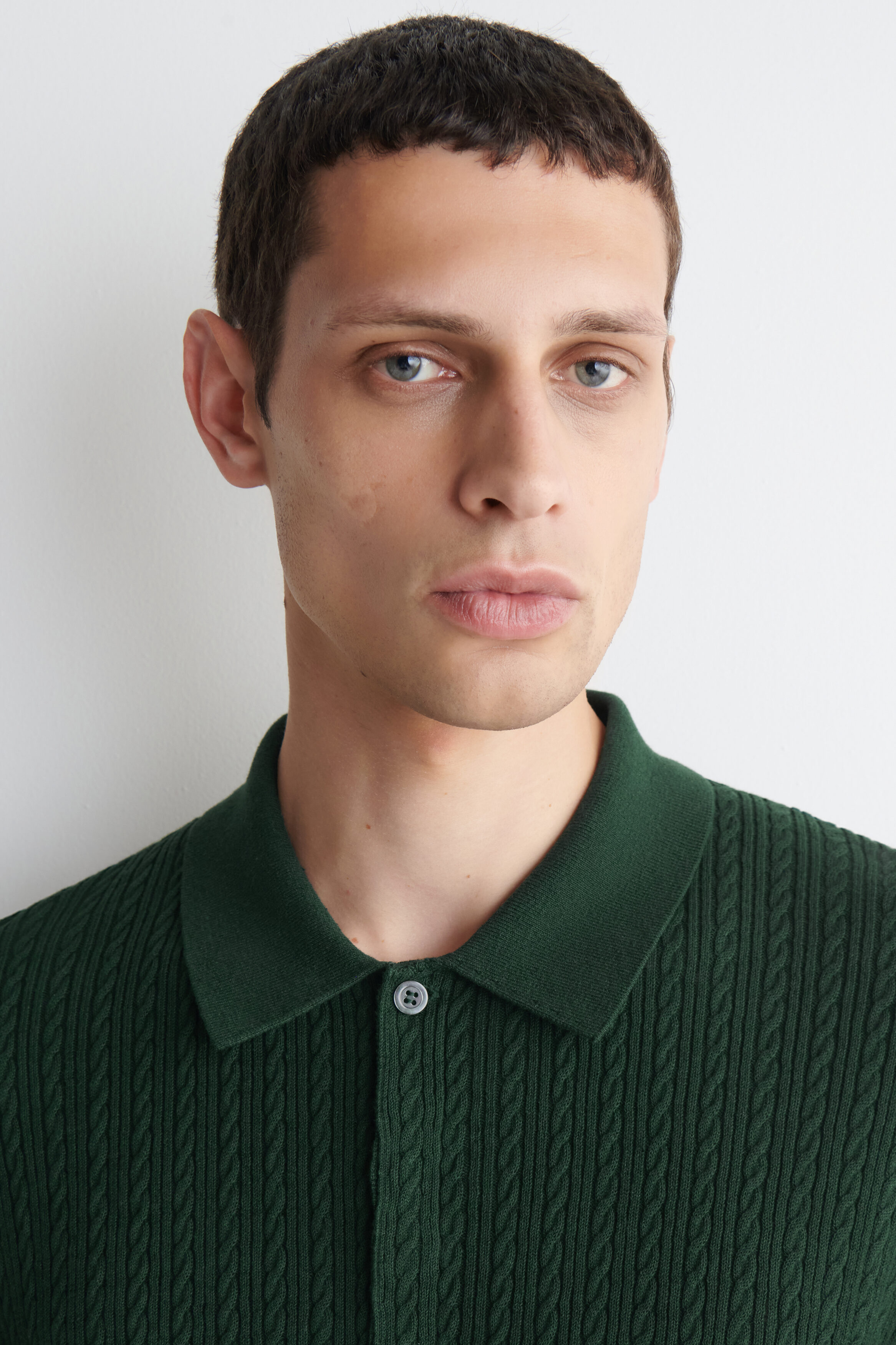CABLE-KNIT COTTON-LINEN POLO SHIRT - thumbnail 5