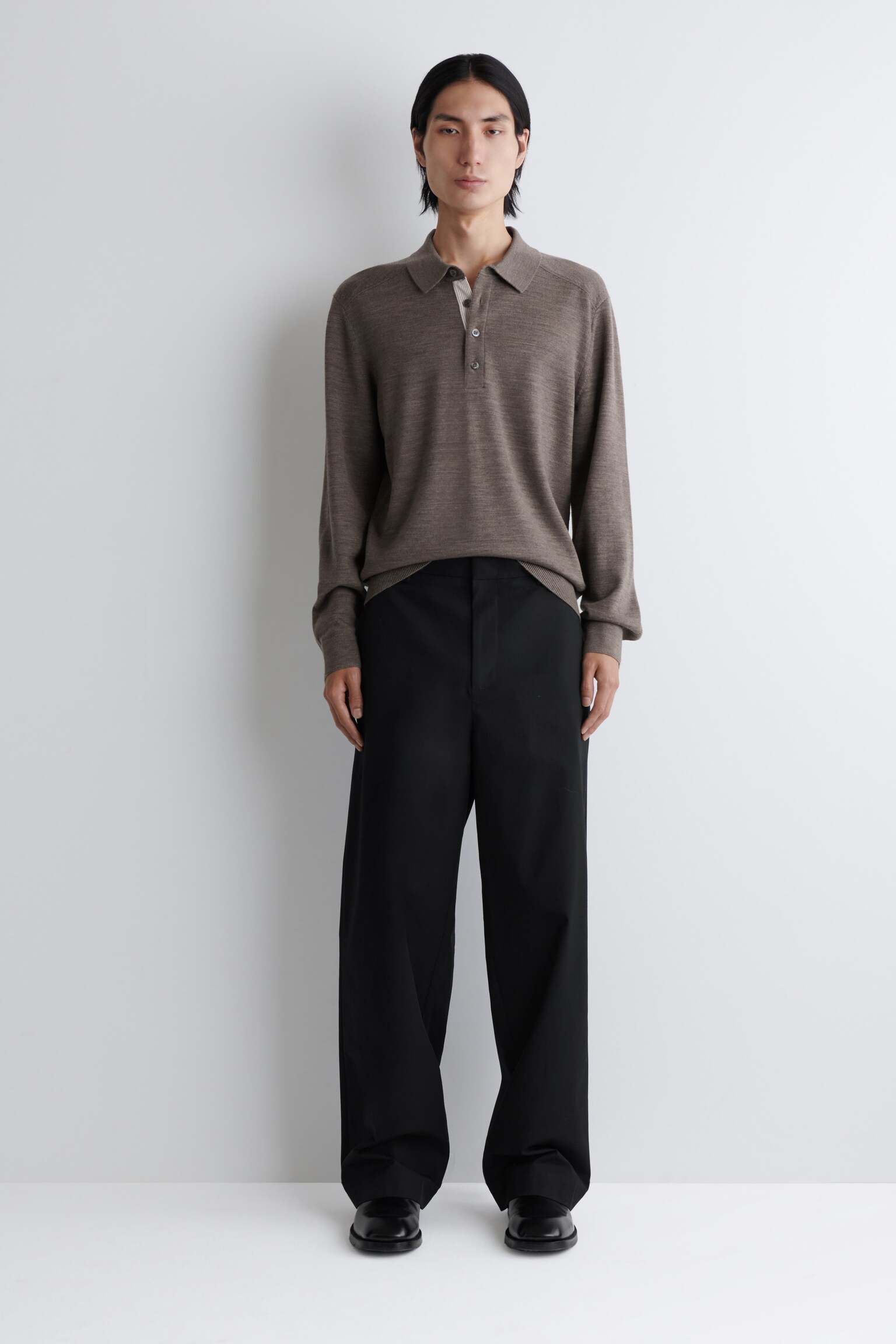 POLO EN MAILLE DE MÉRINOS - BEIGE CHINÉ - 4