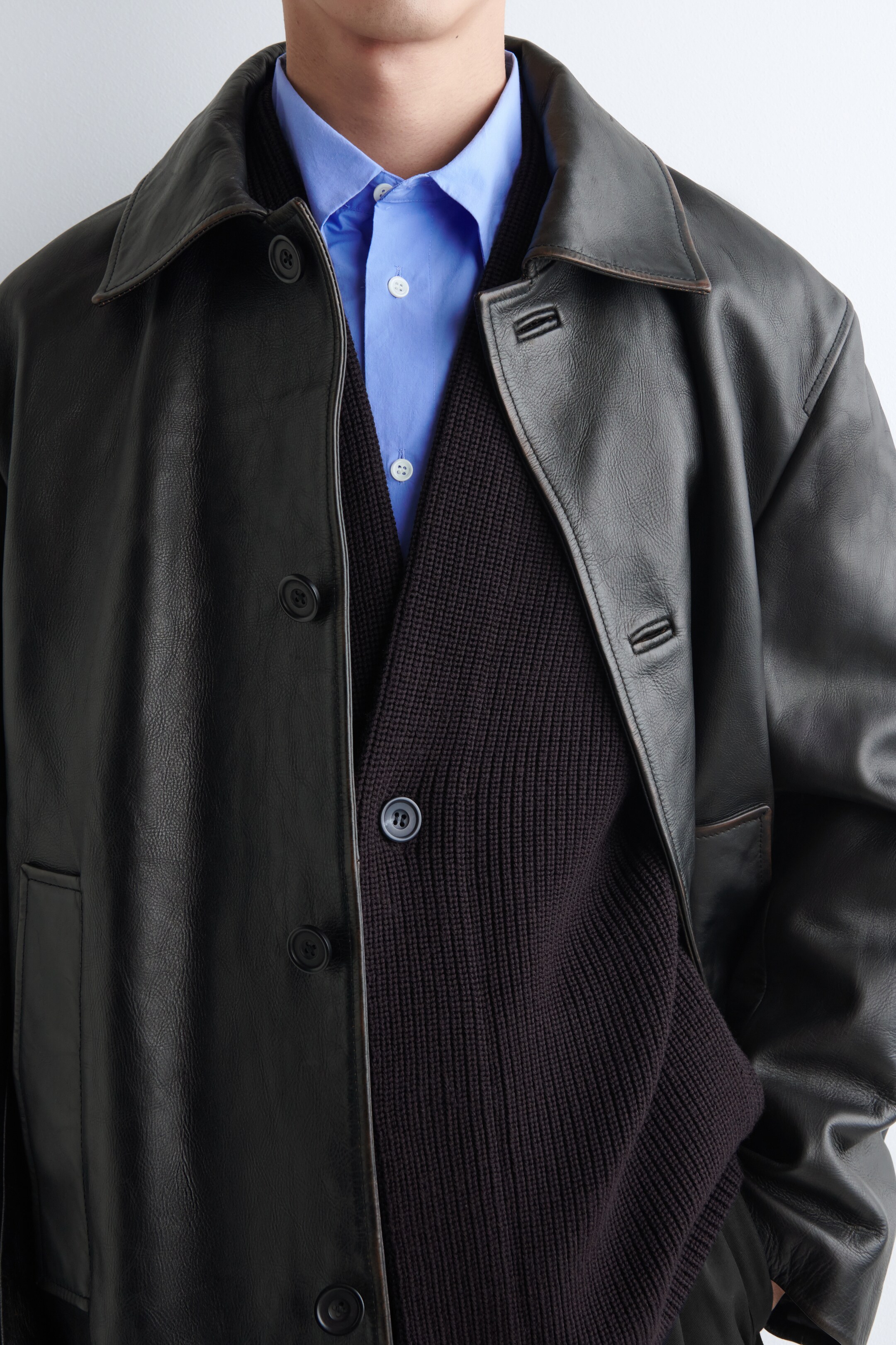 View larger image: CHUNKY RIBBED WOOL V-NECK CARDIGAN - DARK BROWN - Men | H&M GB 6