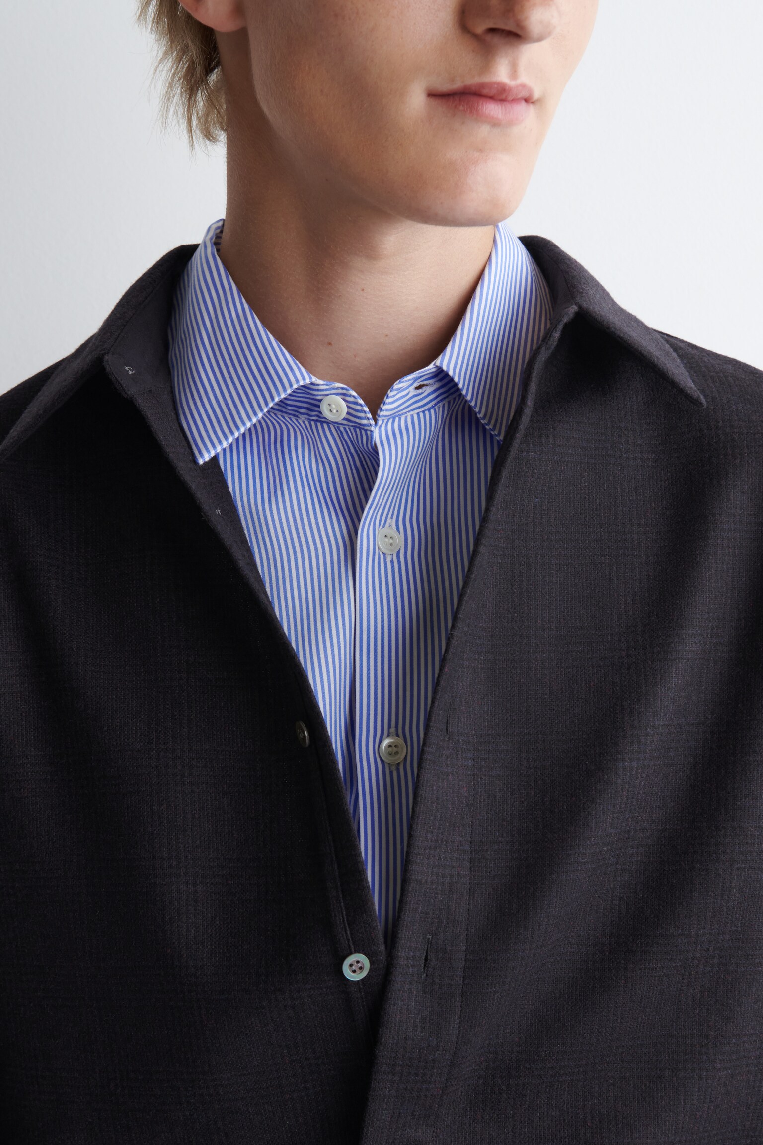 RELAXED WOOL-FLANNEL SHIRT - BLACK / CHECKED/CHARCOAL MÉLANGE - 3