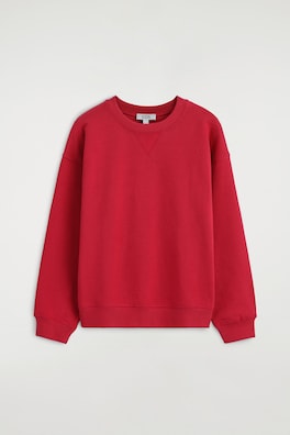 ROUNDED COTTON CREW-NECK SWEATSHIRT — RED 8
