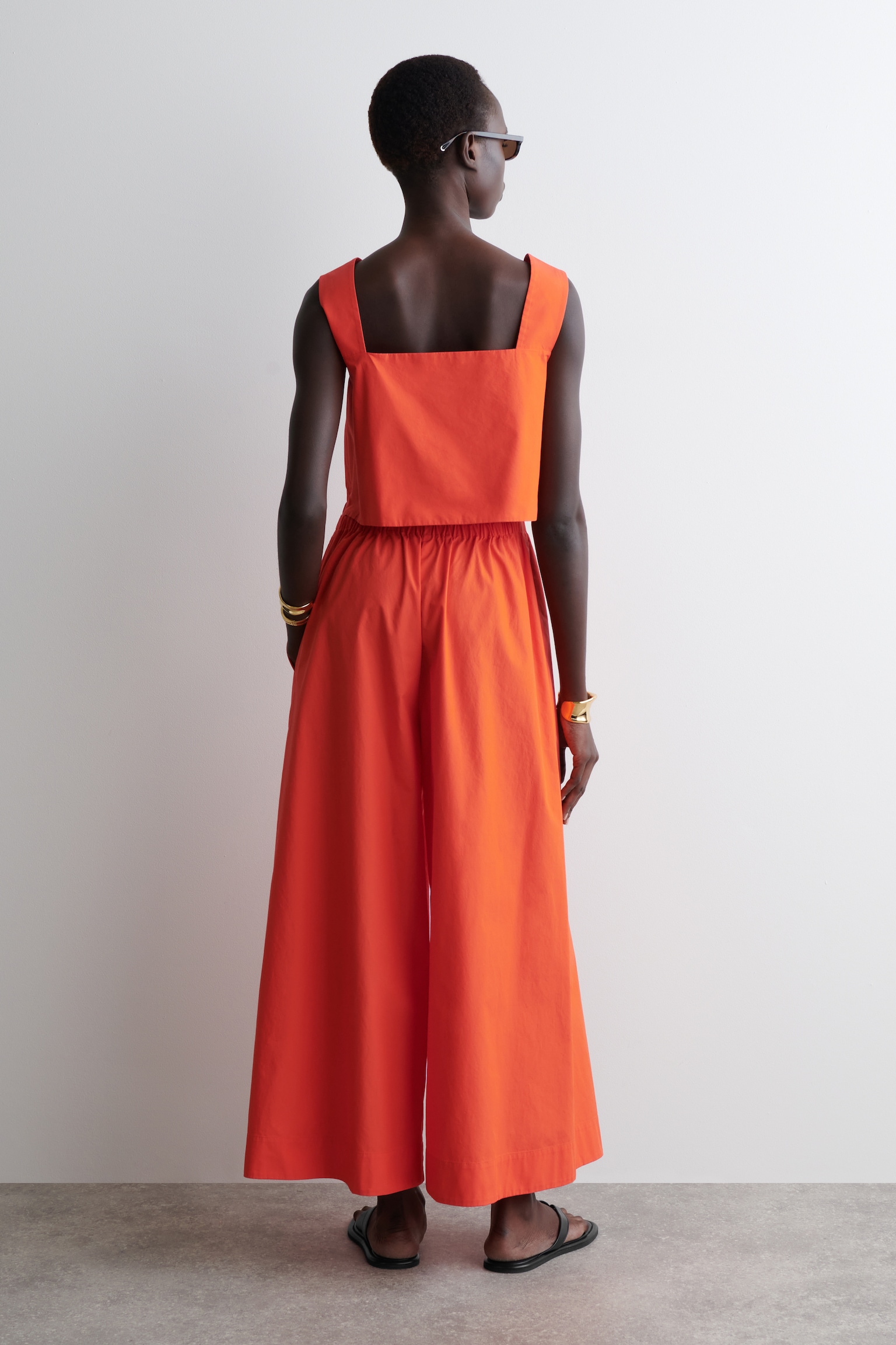 GATHERED OPEN-BACK JUMPSUIT - ORANGE - 4