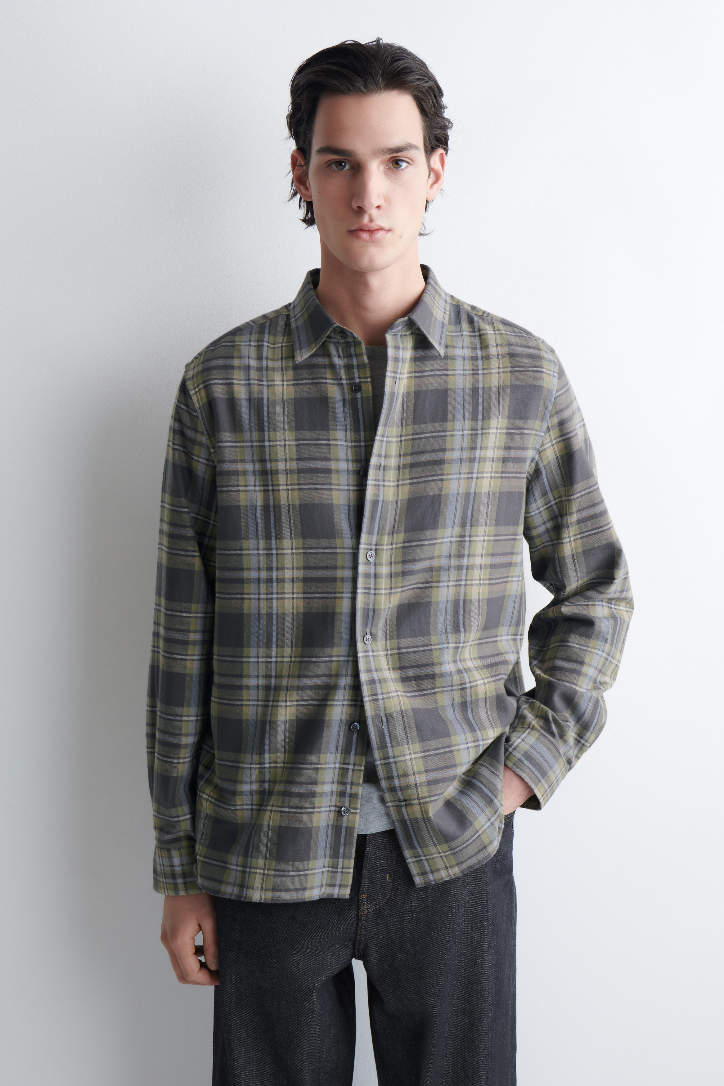 CHECKED COTTON-TWILL SHIRT