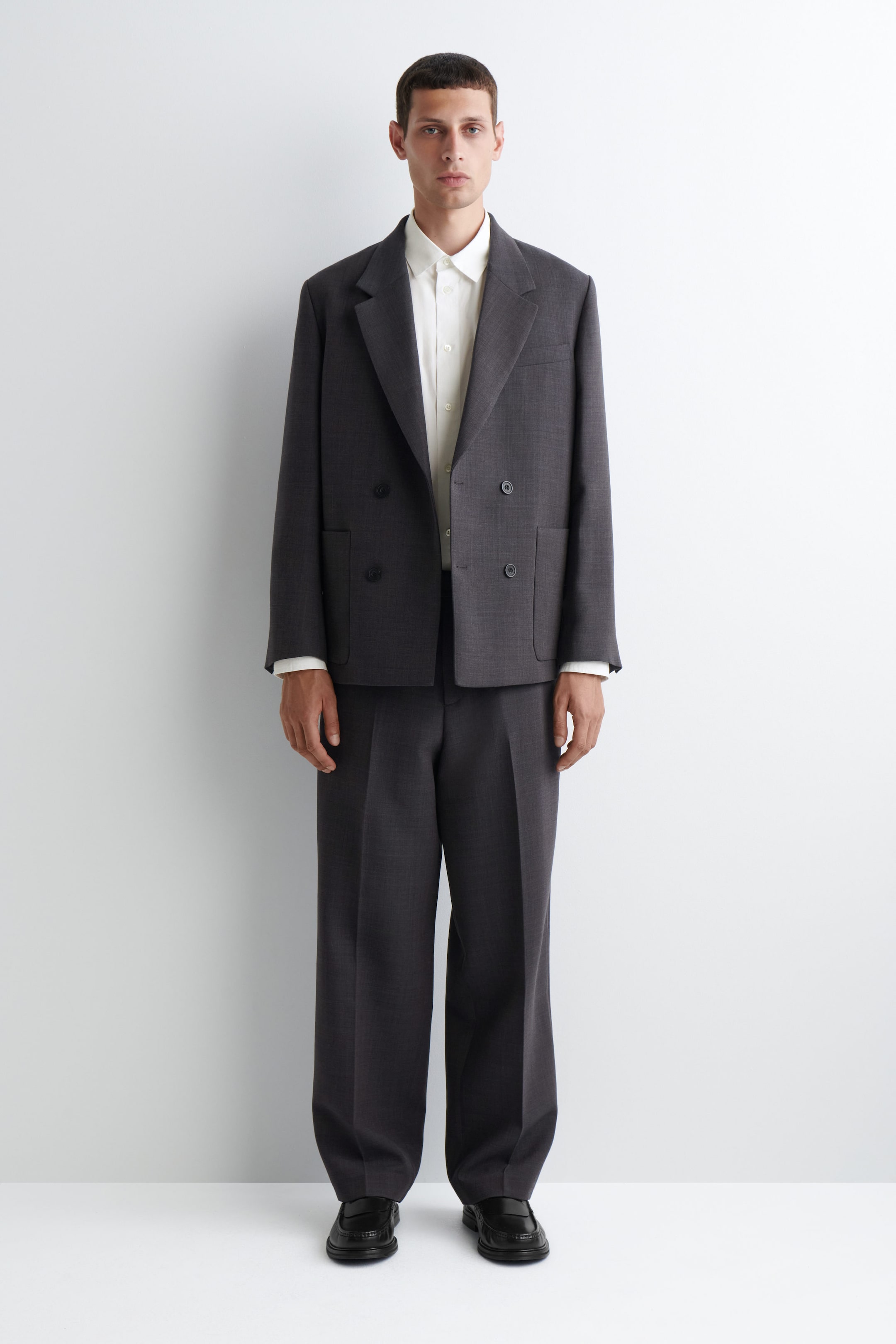 WOOL-BLEND STRAIGHT-LEG PANTS