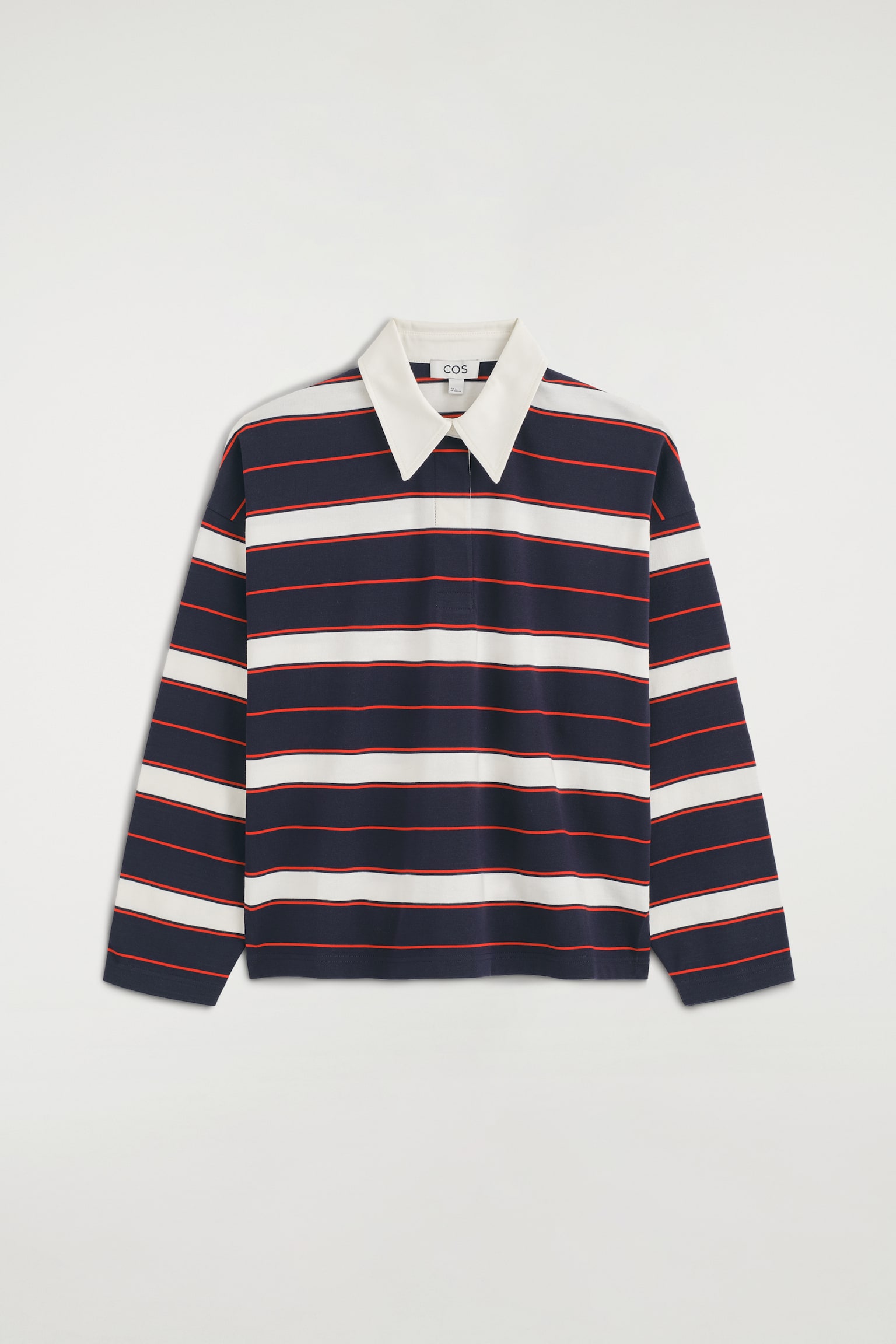 Gestreept katoenen rugbyshirt - marineblauw / rood / gestreept - 1