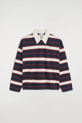 STRIPED COTTON RUGBY SHIRT — NAVY / RED / STRIPED 8